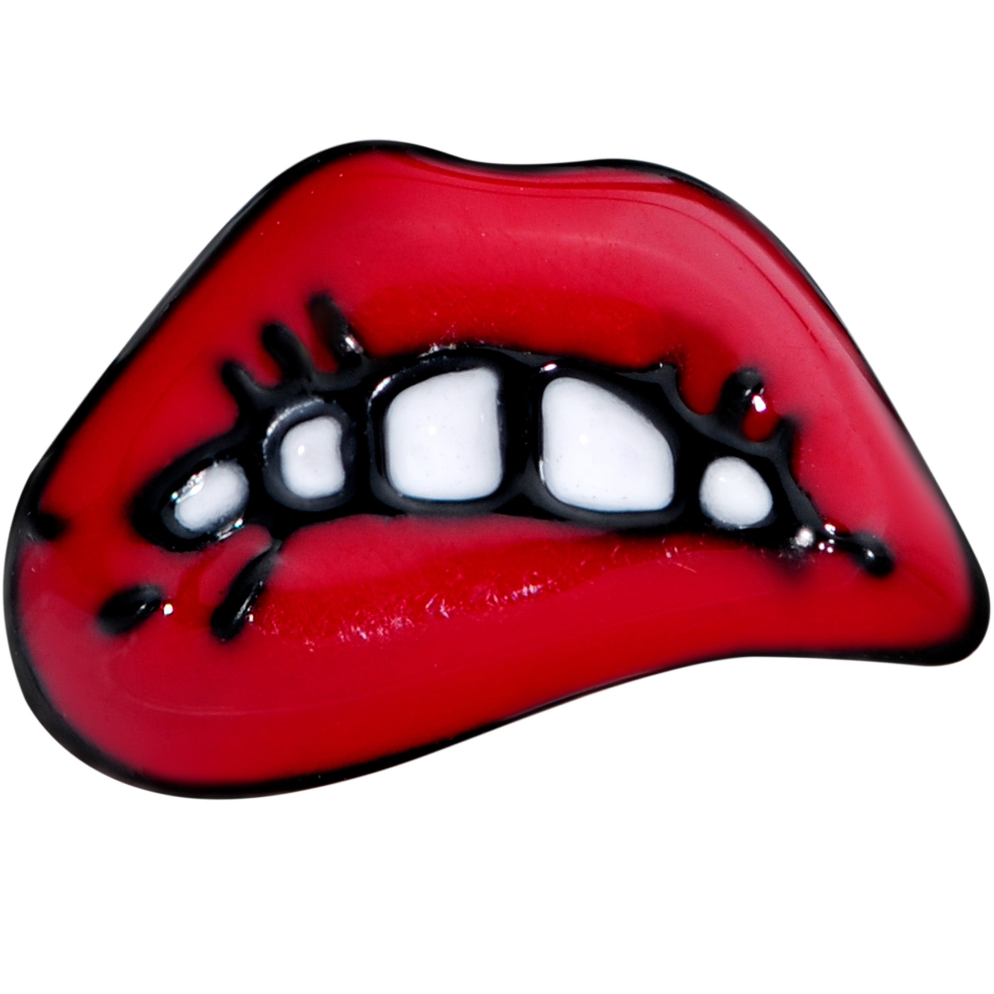 18G 3/8 Black Red Sneering Bite Lips Nose Hoop