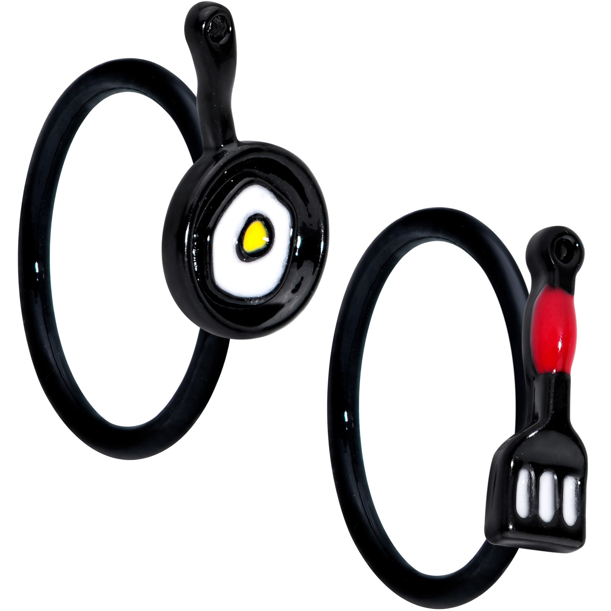 18G 3/8 Black Spatula Kitchen Cooking Nose Hoop Set of 2