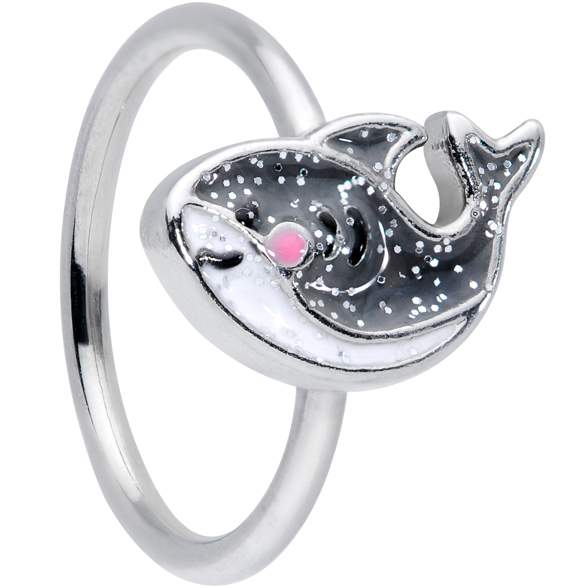 18G 3/8 Sweet Smiling Whale Nose Nose Hoop