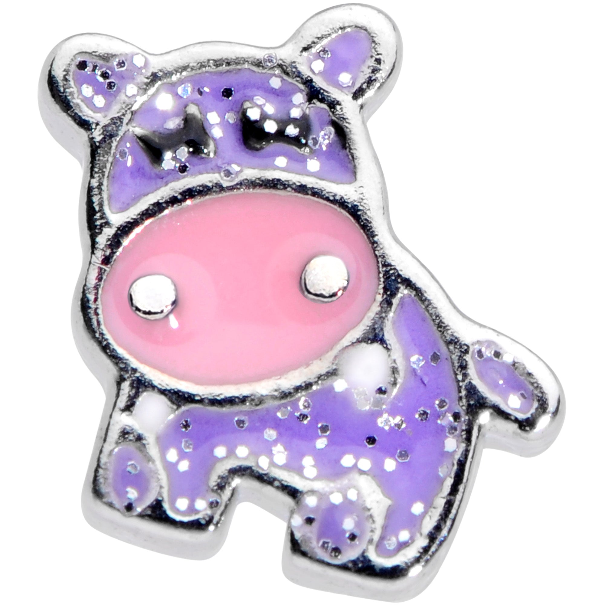 18G 3/8 Happy Purple Hippo Nose Hoop