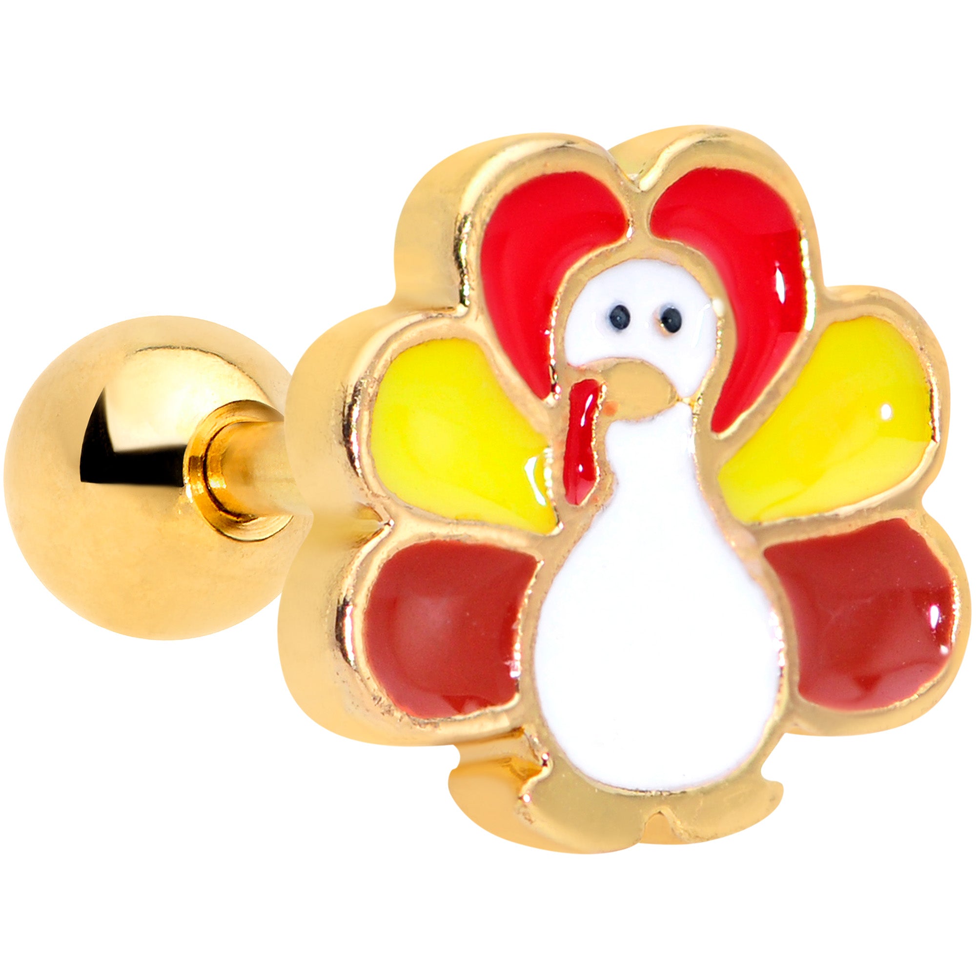 16G 1/4 Gold Tone Turkey Time Thanksgiving Cartilage Tragus
