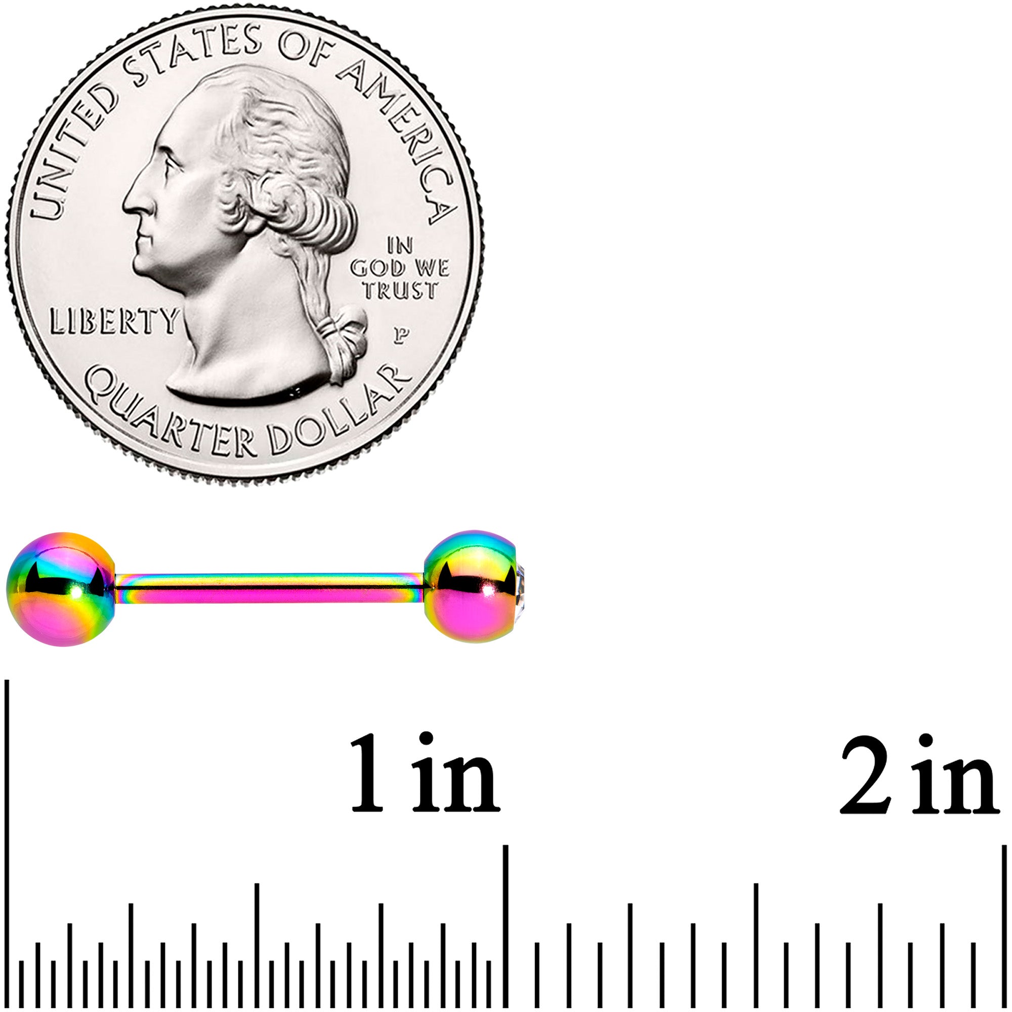 Clear Gem Rainbow Pink Heart Purple Barbell Tongue Ring Set of 4