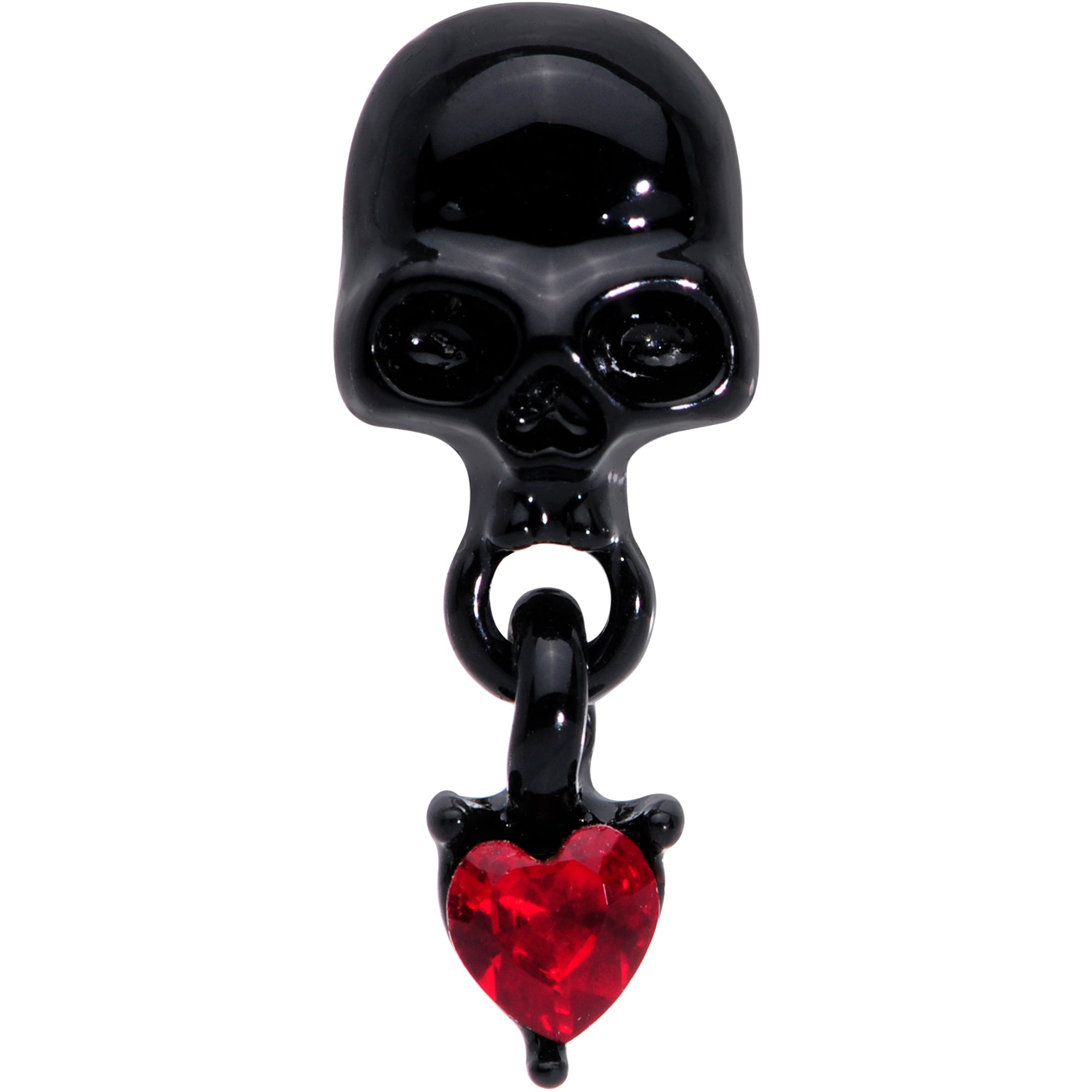 16G 5/16 Red CZ Gem Heart Black Skull Halloween Labret Tragus
