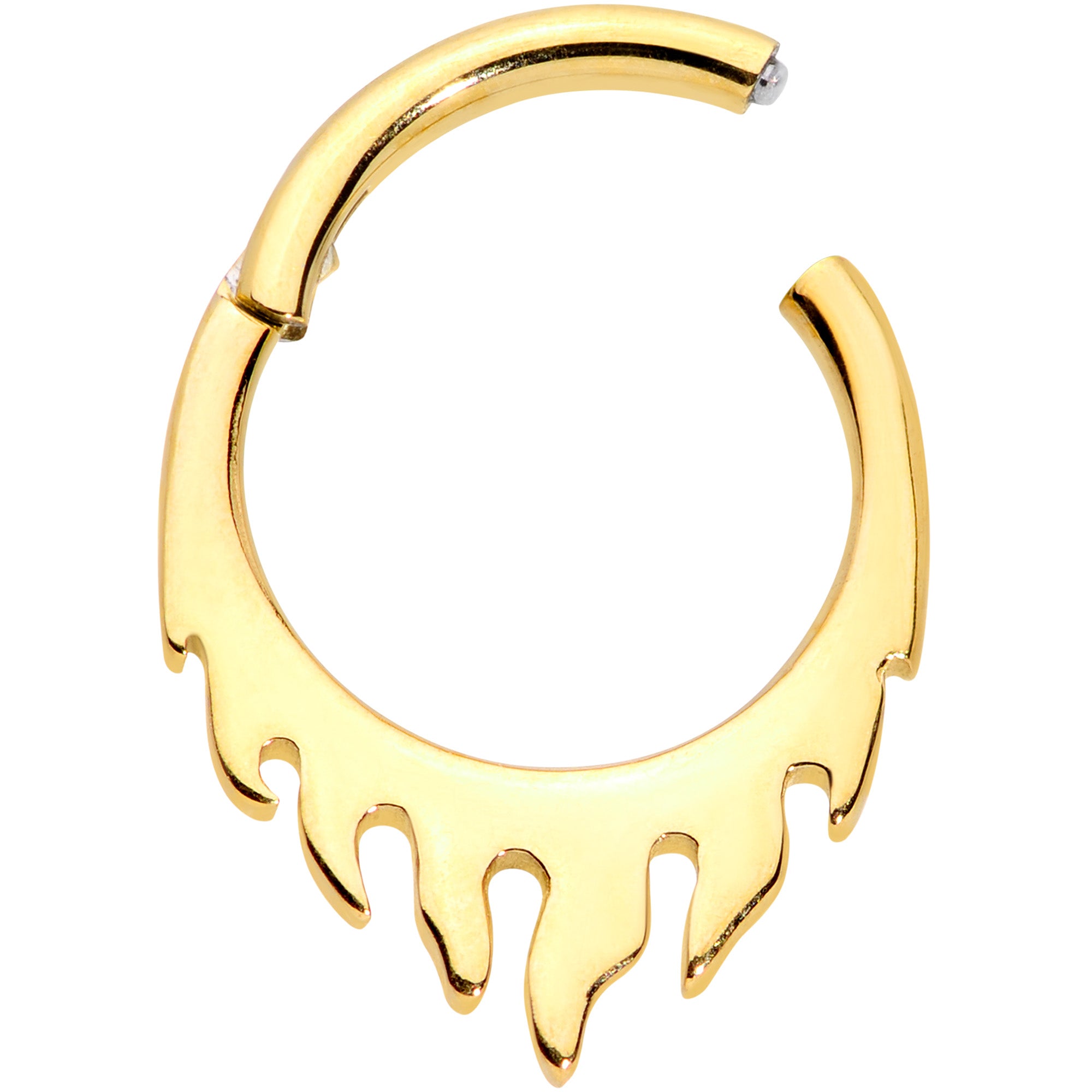 16G 5/16 Gold Tone Flames of Style Fire Hinged Segment Ring