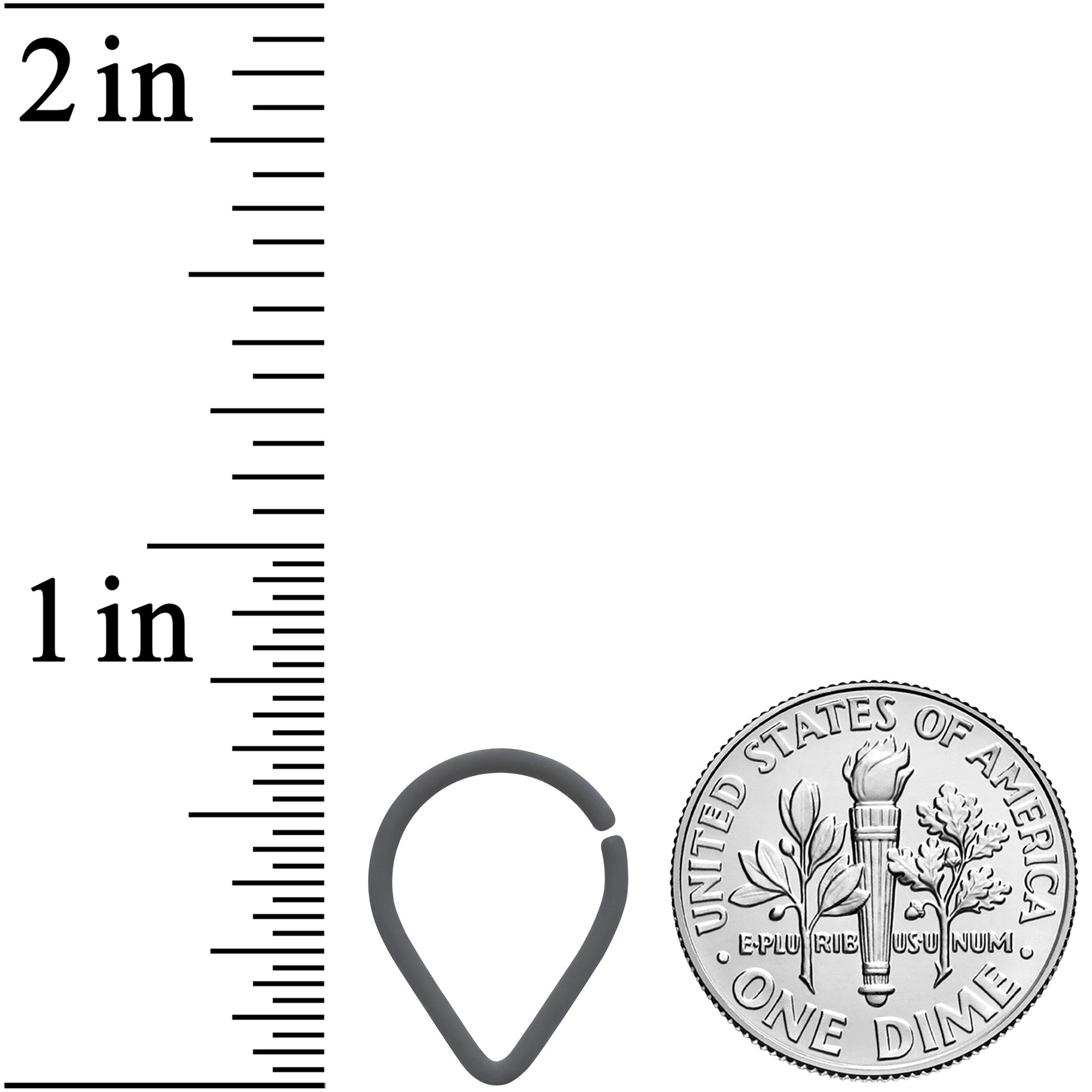 18G 3/8 Grey Matte Teardrop Cartilage Closure Ring