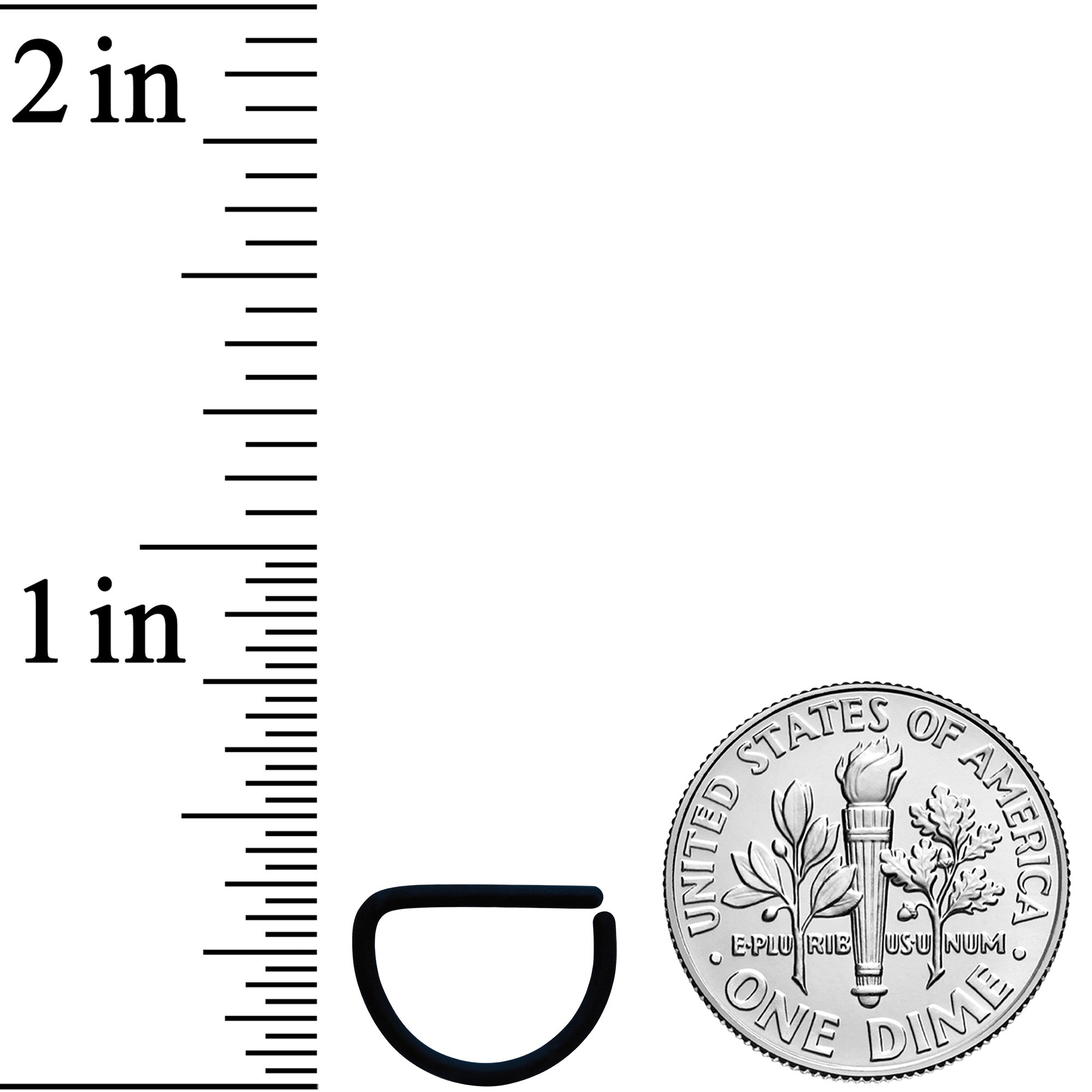 18G 3/8 Black Matte D Shape Septum Ring