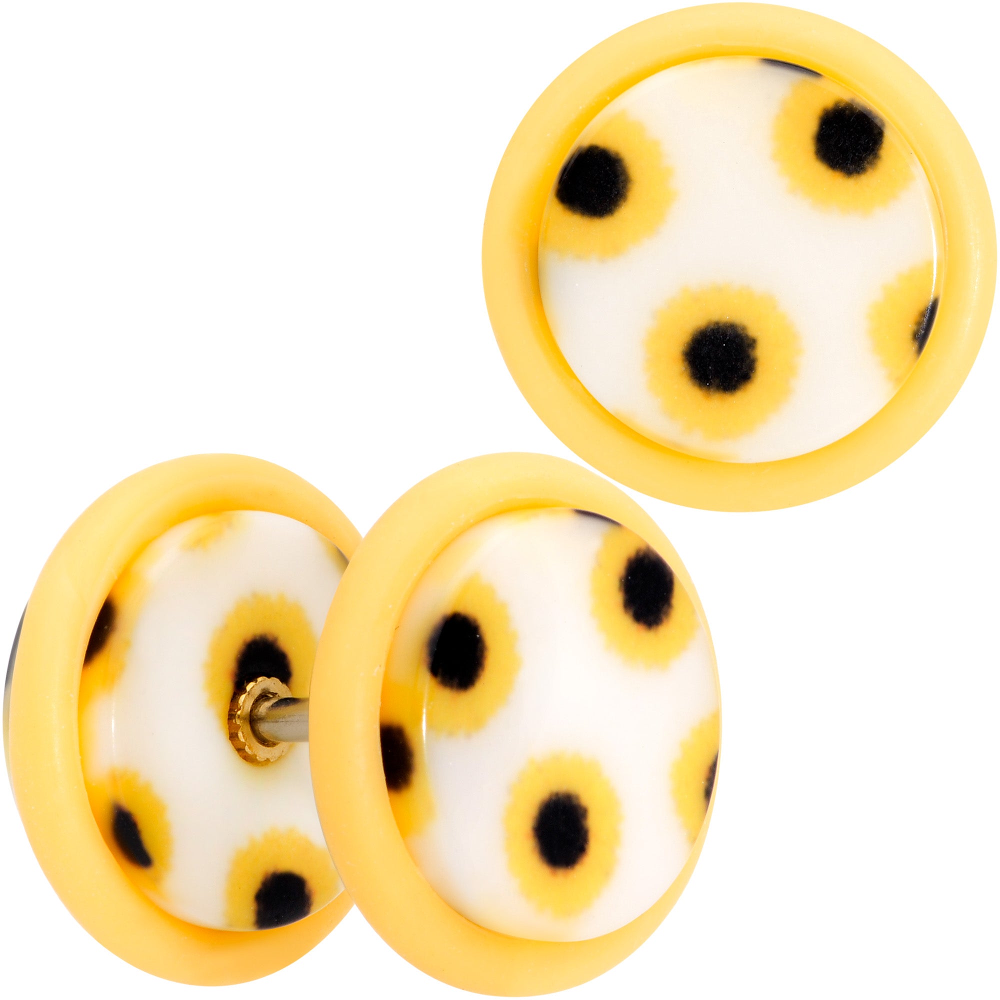 Yellow White Scores of Sunflowers Cheater Plug Set