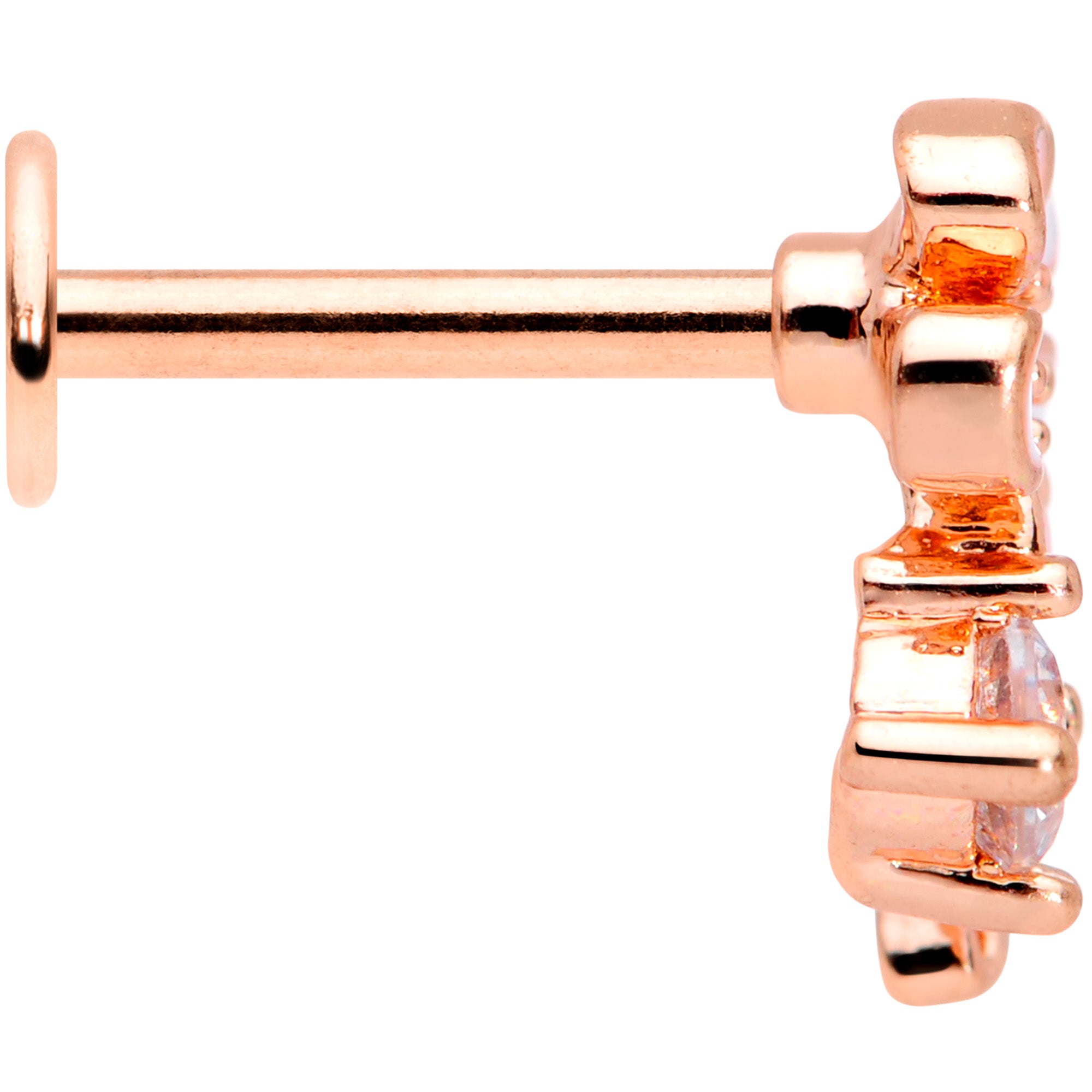 16G 5/16 Clear CZ Rose Gold Tone Butterfly Flower Labret Tragus