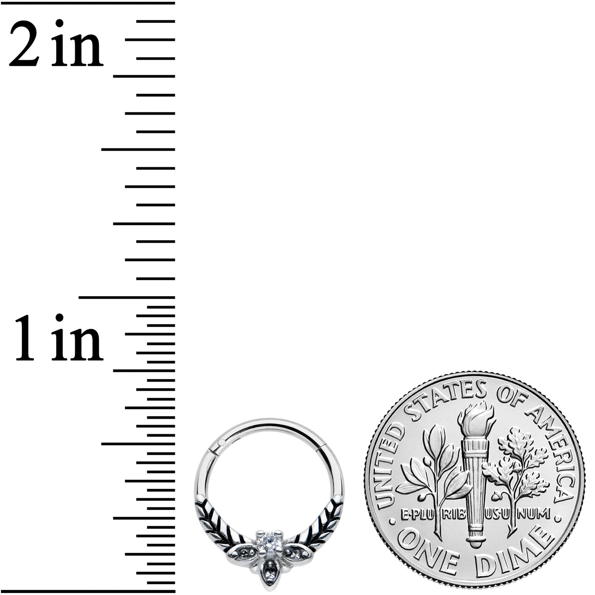 16G 3/8 Clear Gems Gothic Bee Hinged Segment Ring