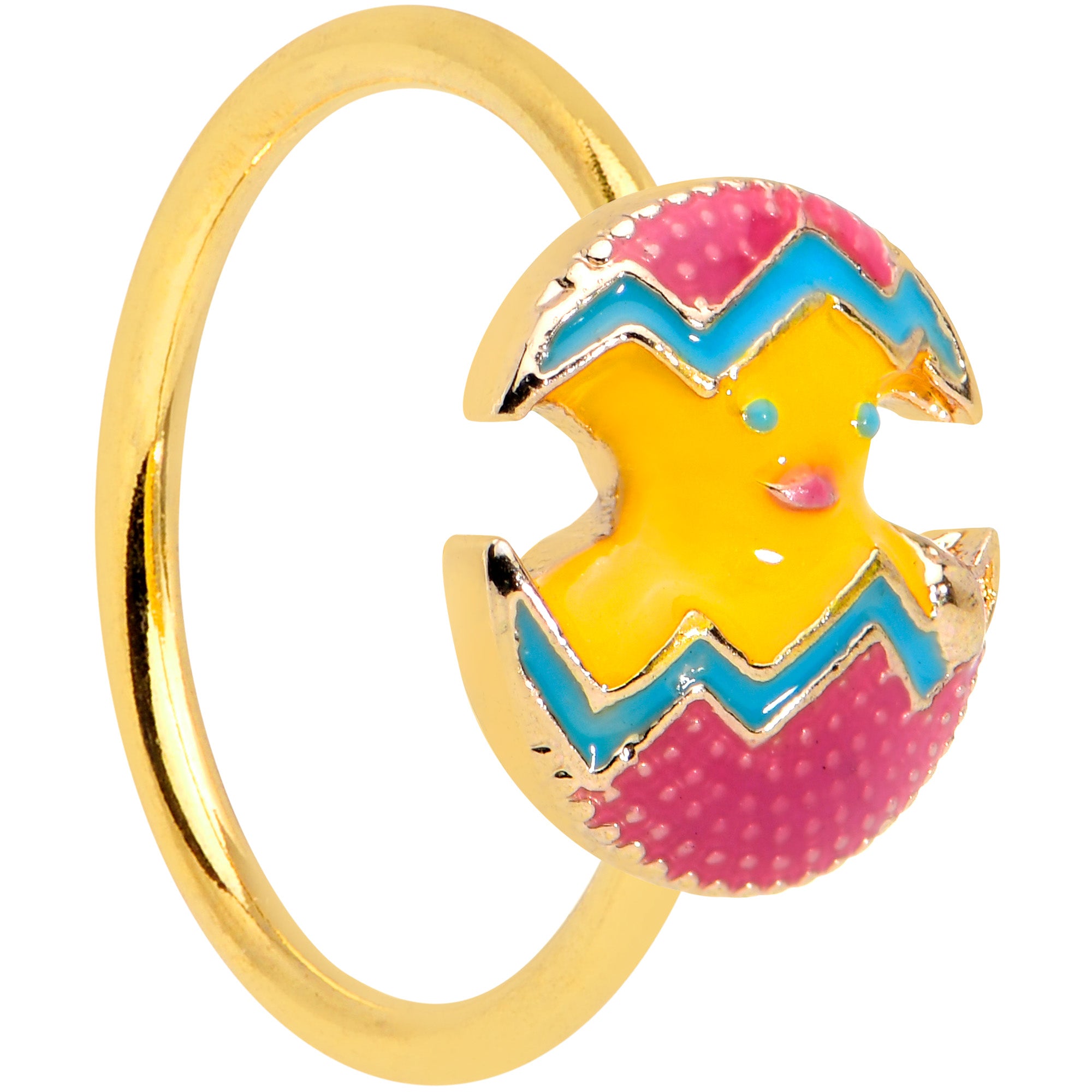 20G 5/16 Gold Tone Fancy Easter Chick Nose Hoop