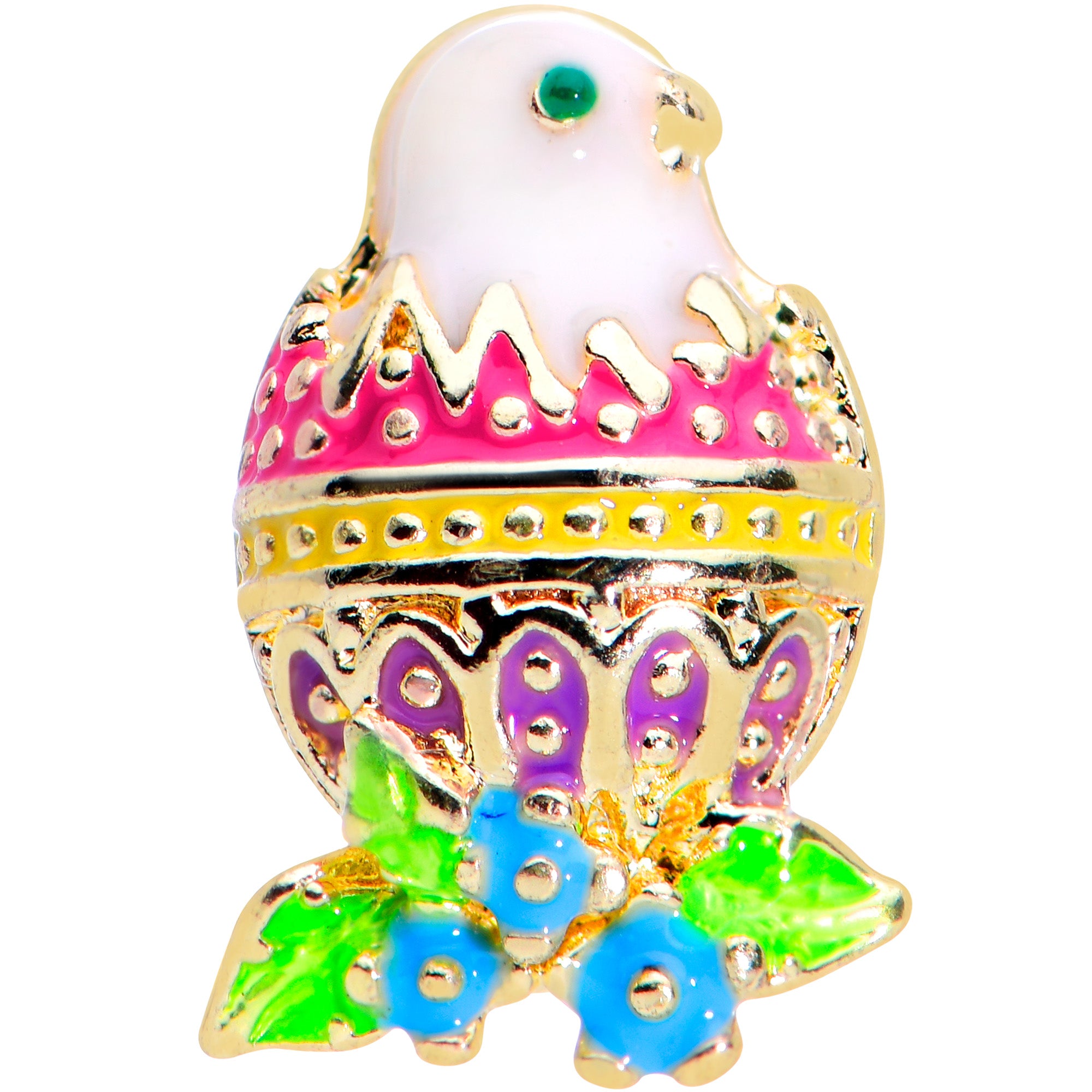 16G 5/16 Gold Tone Yellow Pink Hatched Easter Chick Labret Tragus