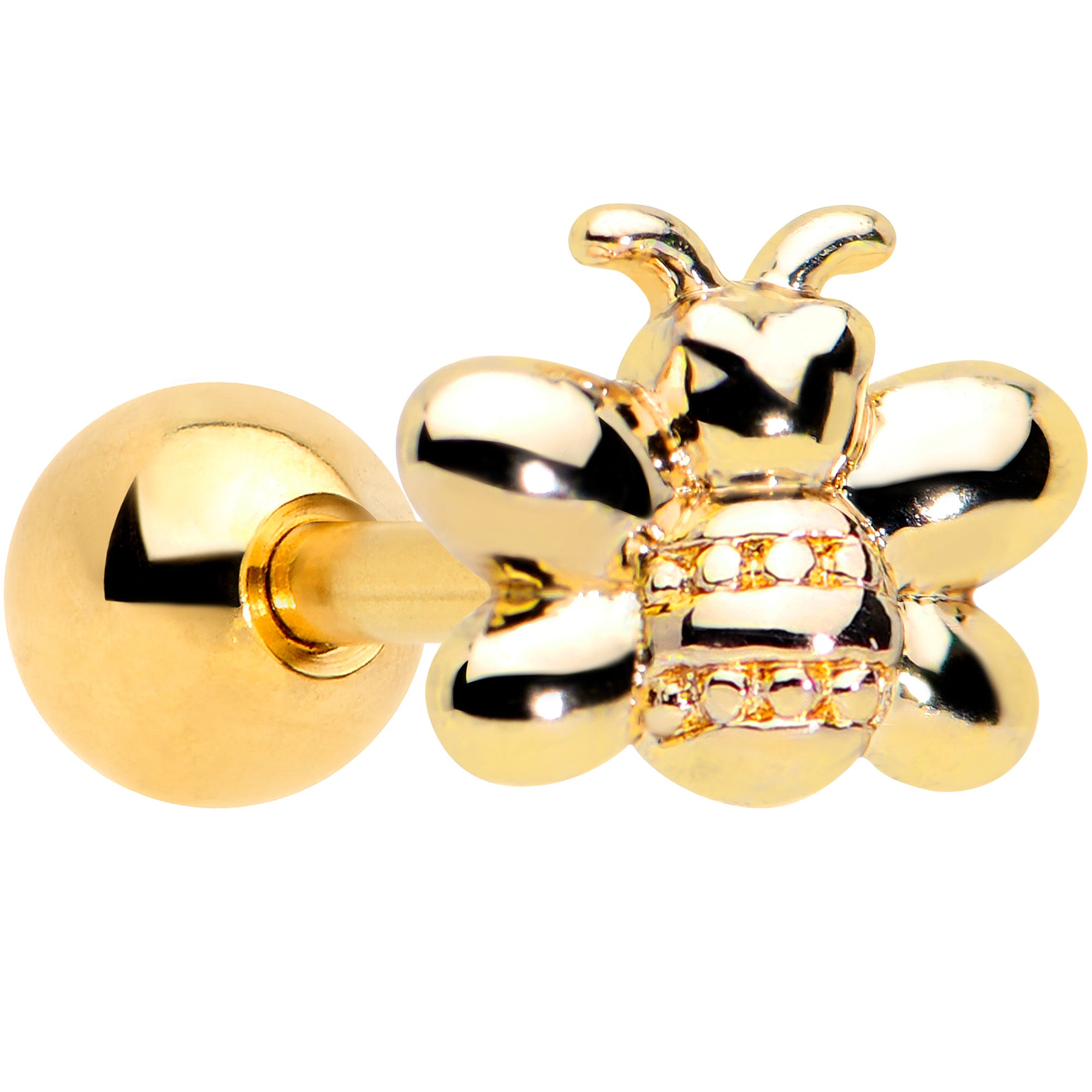 16G 1/4 Gold Tone Simply Stylish Bee Cartilage Tragus Earring