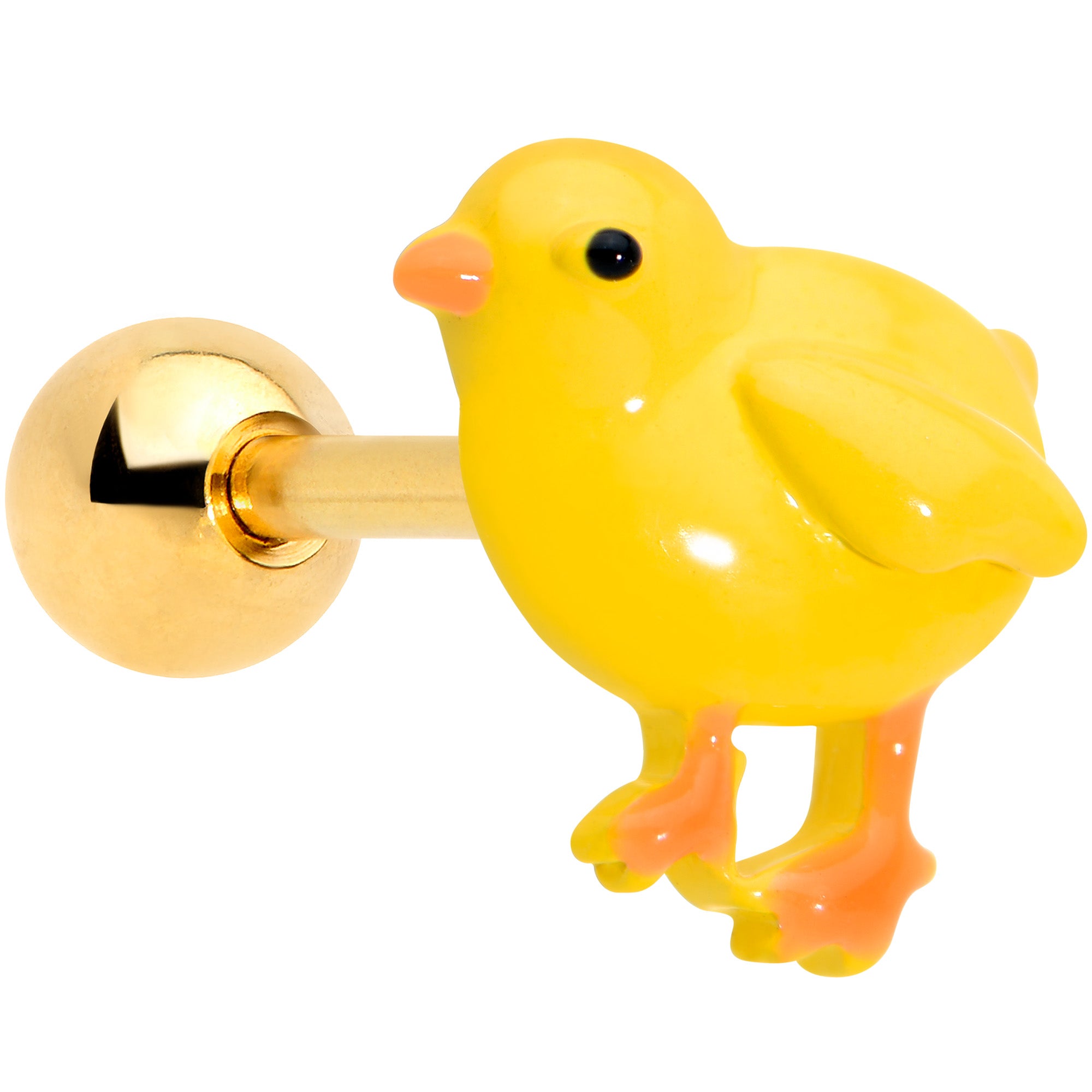 16G 1/4 Gold Tone Yellow Easter Chick Cartilage Tragus Earring