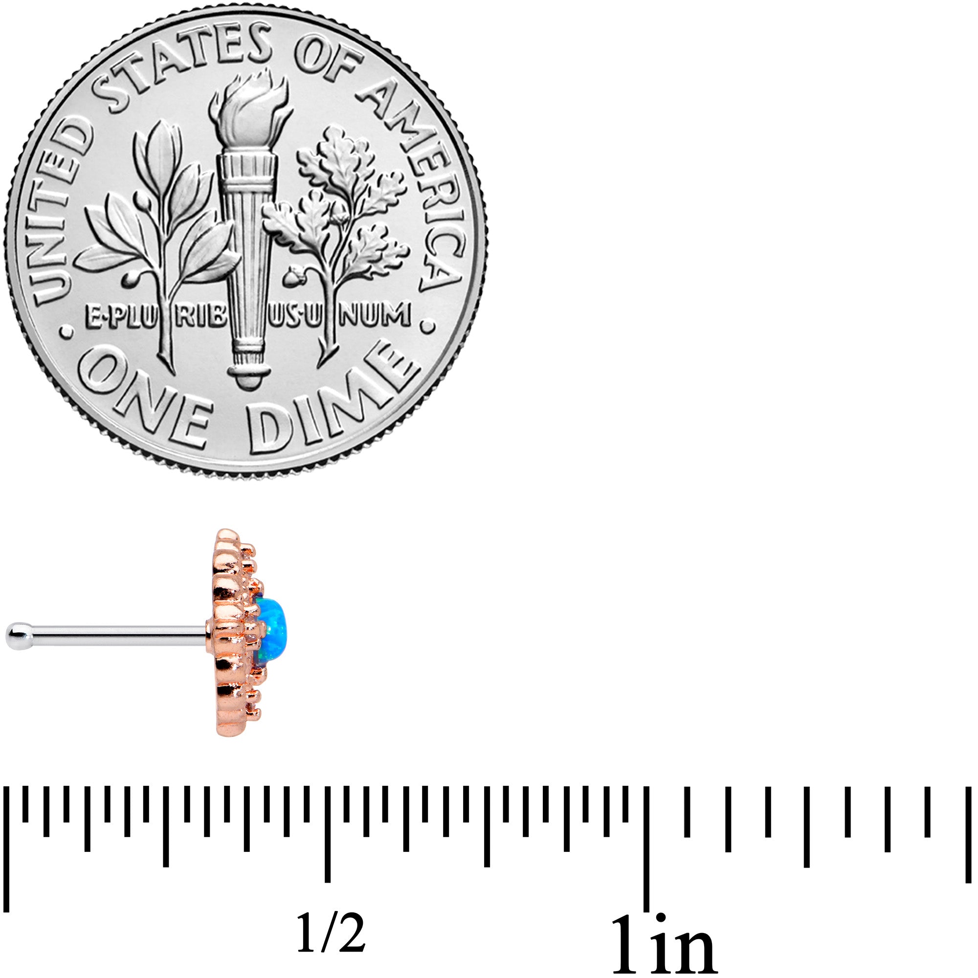 20G 5/16 Blue Synthetic Opal Lacy Rosy Tone Nose Bone