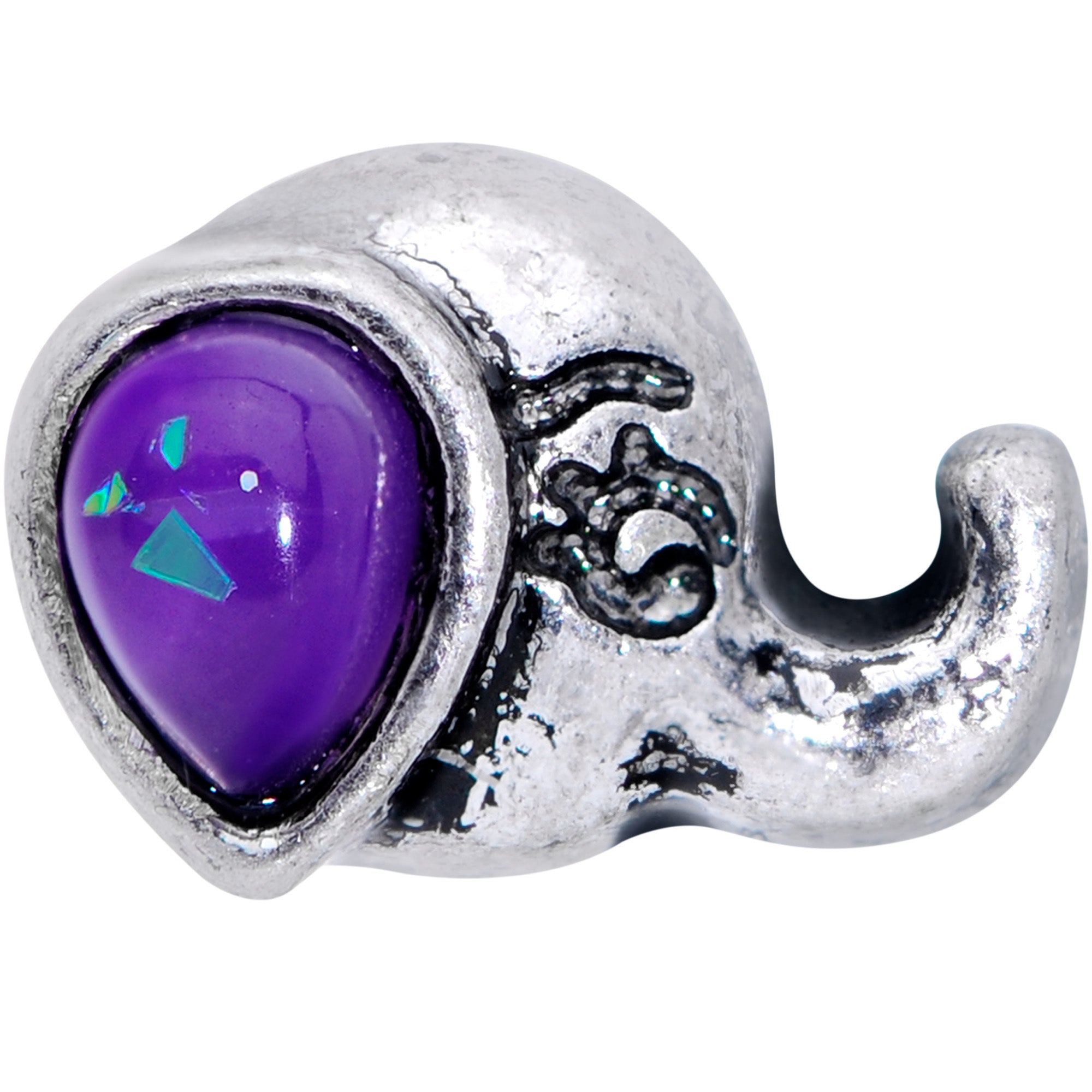 16G 1/4 Blue Faux Opal Elegant Elephant Cartilage Tragus Earring