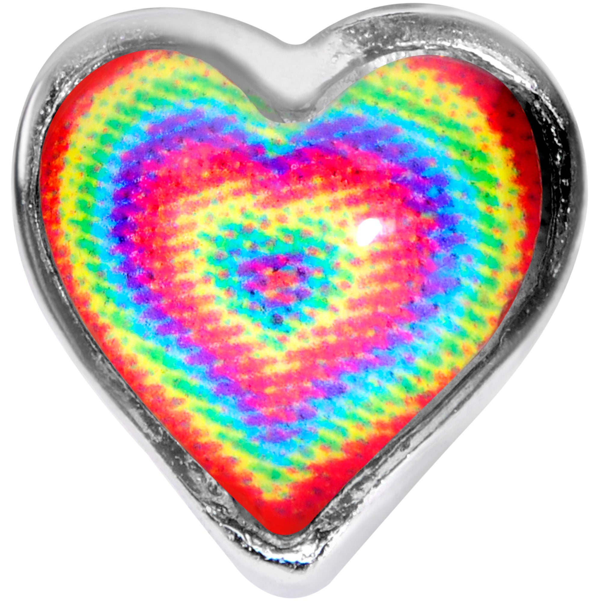 16G 5/16 Rainbow Tie Dye Heart Valentines Day Labret Tragus