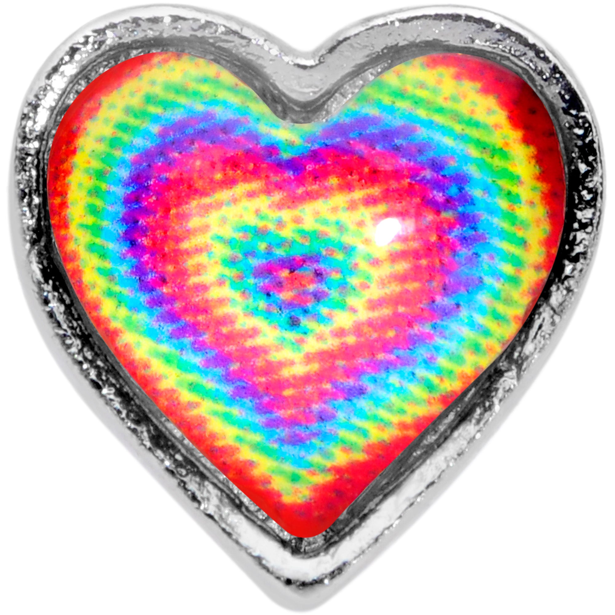 18G 1/4 Rainbow Tie Dye Heart Valentines Day Left Nose Screw