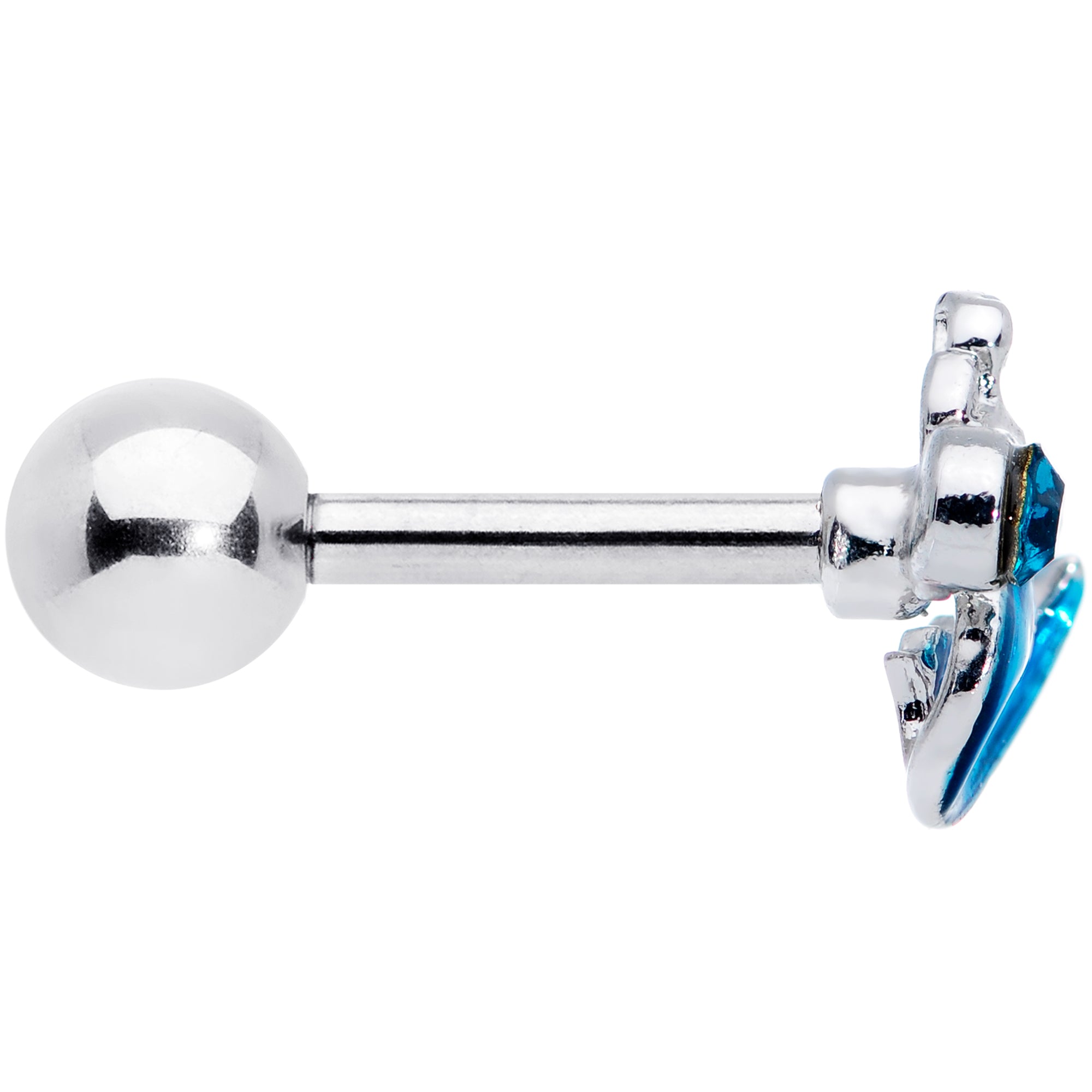 16G 1/4 Aqua Gem Blue Mermaid Cartilage Tragus Earring