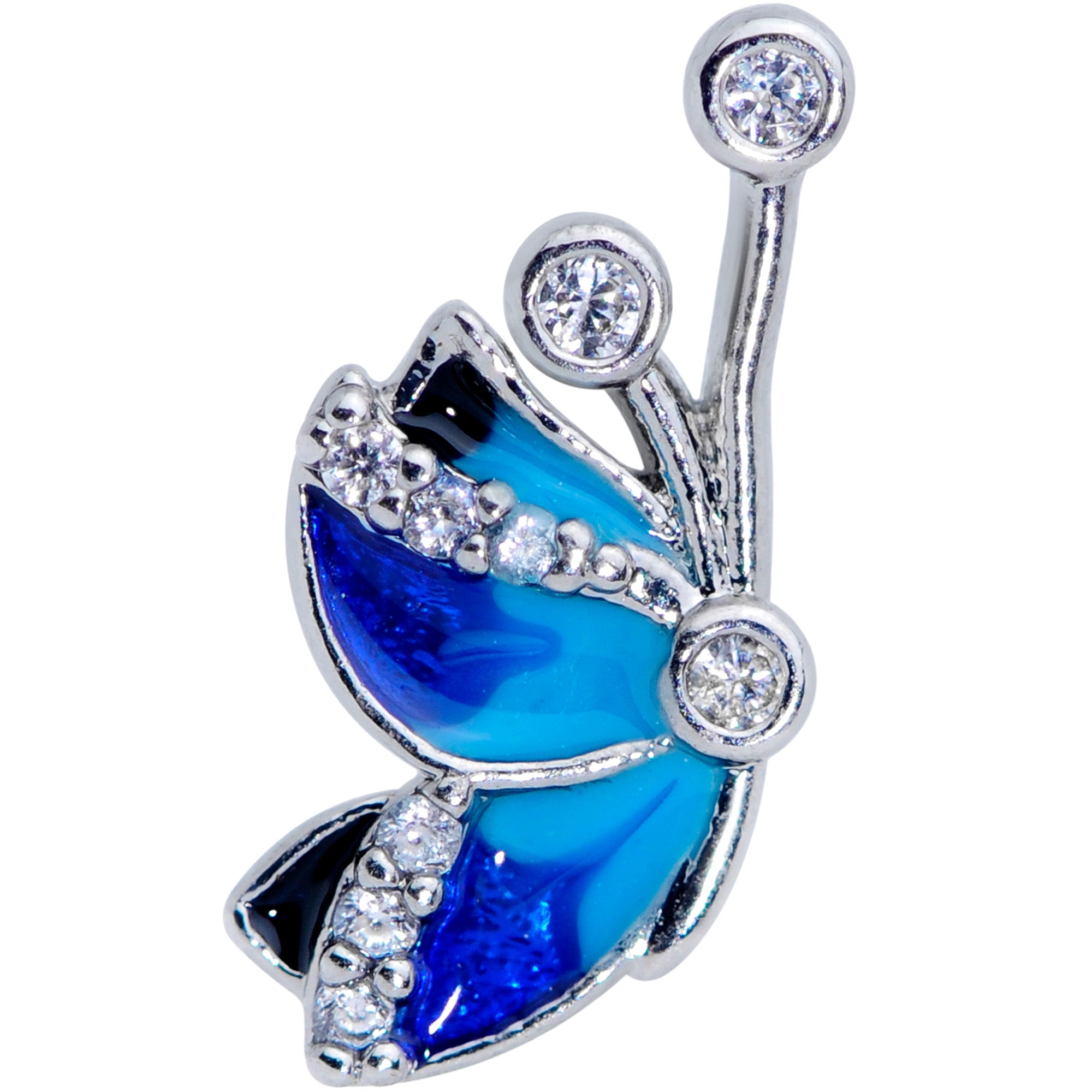 16G 1/4 Clear Gem Blue Butterfly Cartilage Tragus Earring