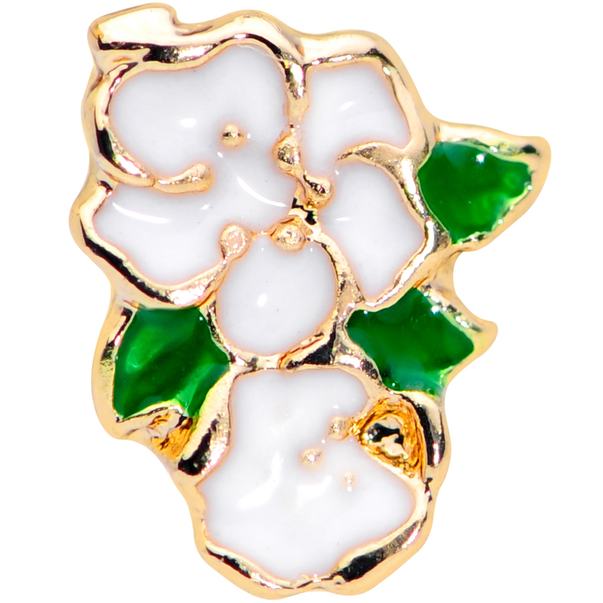 20G 5/16 Gold Tone White Spring Flower Nose Hoop