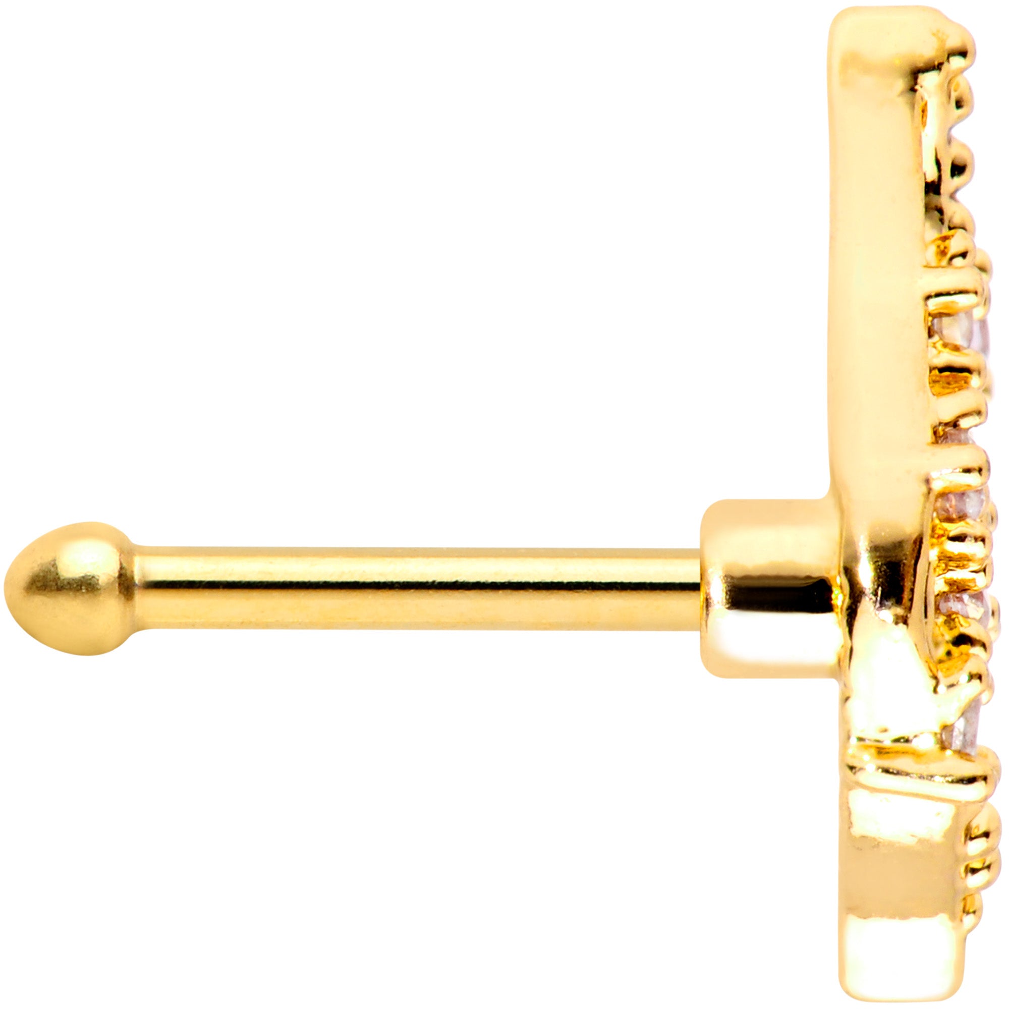 20G 1/4 Clear Pink Gem Gold Tone Airy Wing Nose Bone