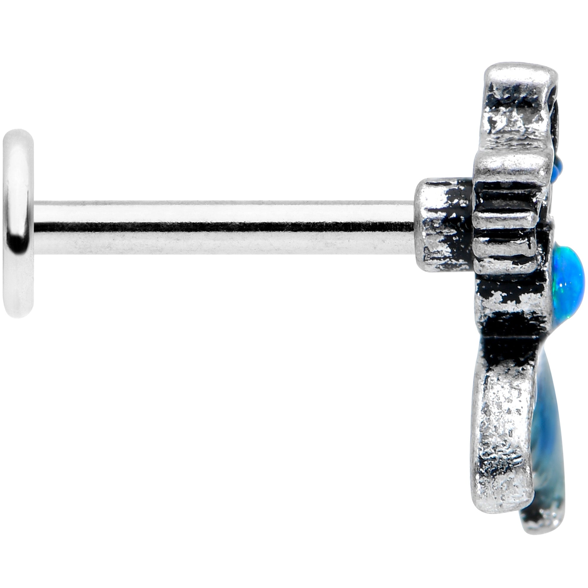 16G 5/16 Blue Synth Opal Blue Tail Mermaid Labret Monroe Tragus