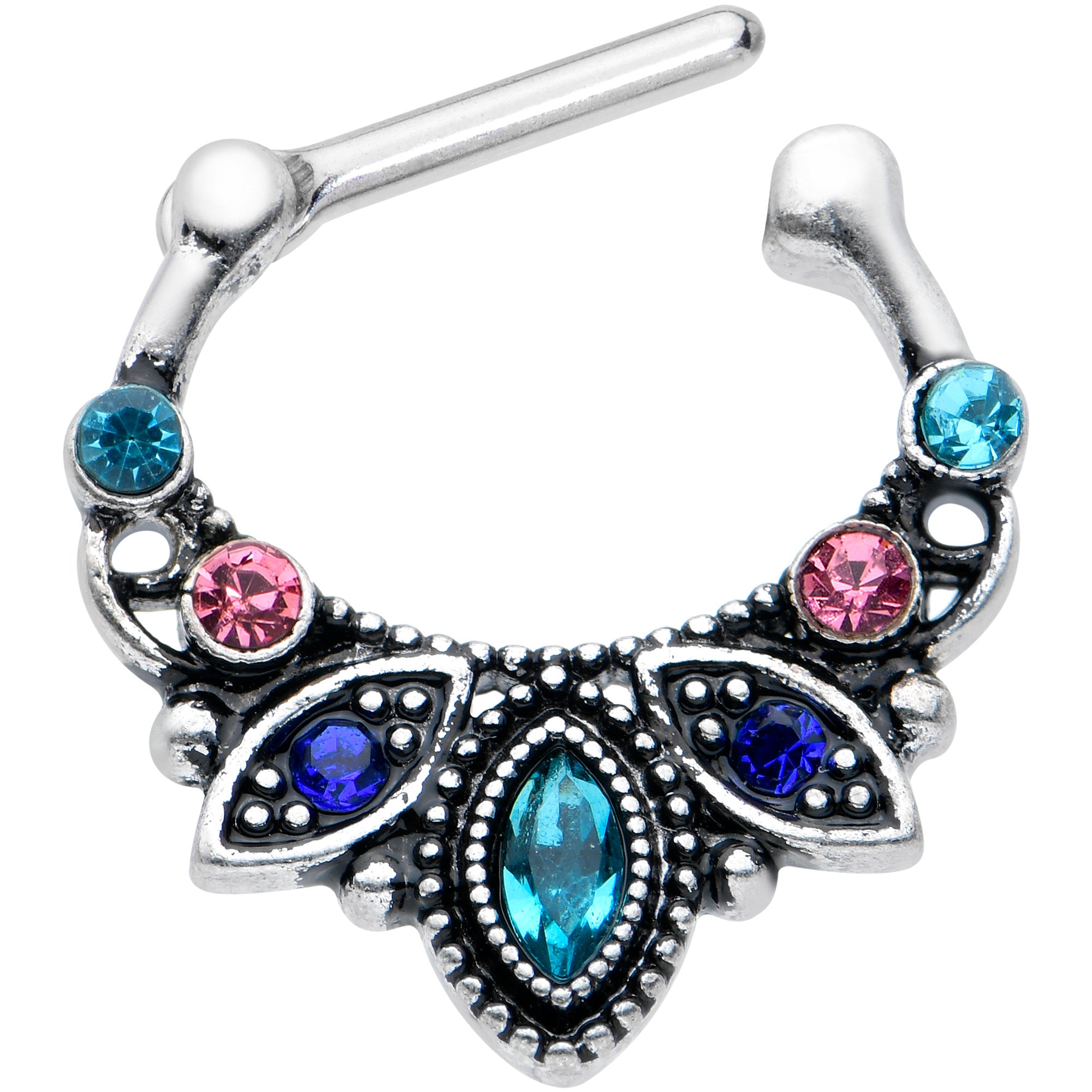 16G 5/16 Pink Blue Gem Festive Fashion Cartilage Clicker