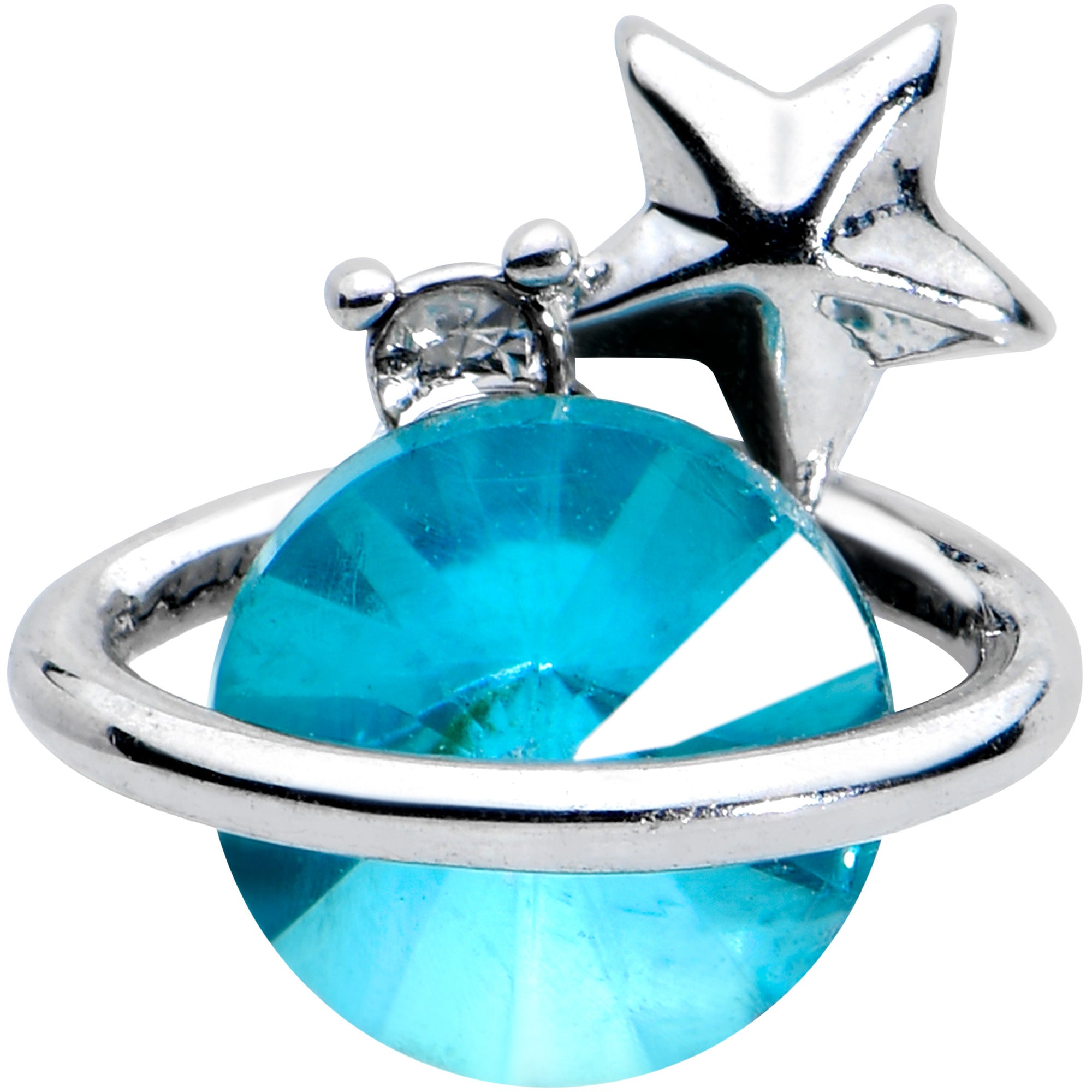16G 1/4 Clear Blue Gem Saturn Star Cartilage Tragus Earring