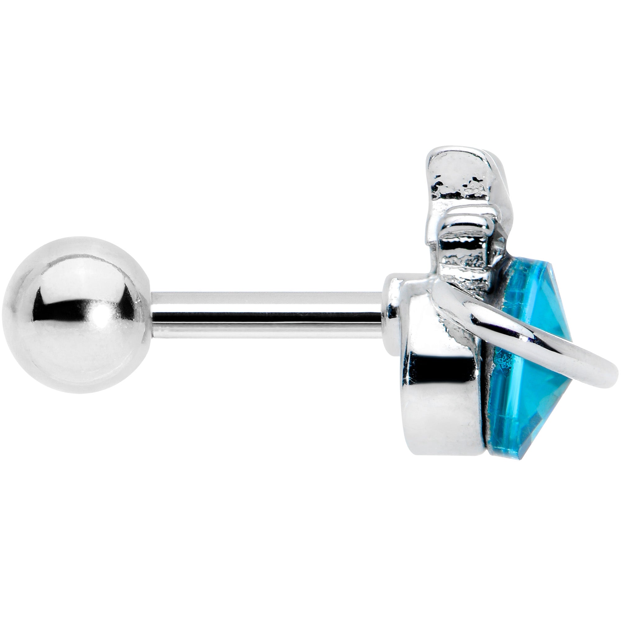 16G 1/4 Clear Blue Gem Saturn Star Cartilage Tragus Earring