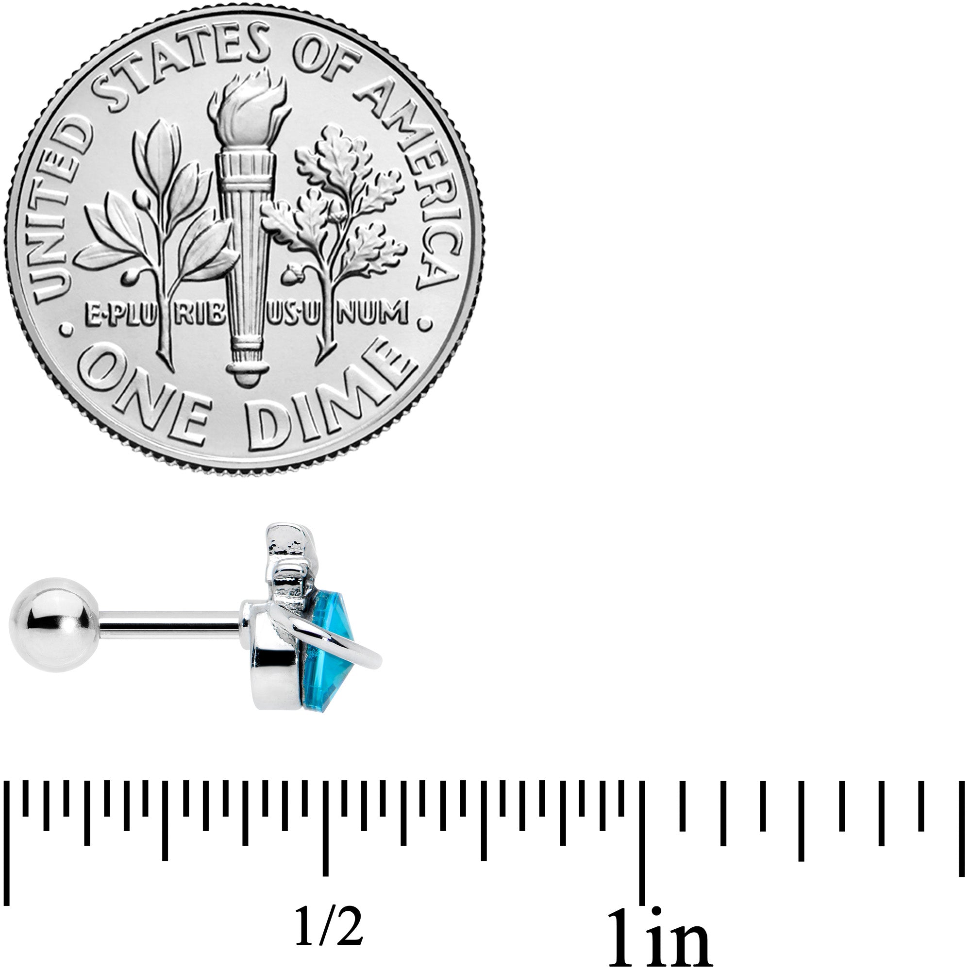 16G 1/4 Clear Blue Gem Saturn Star Cartilage Tragus Earring