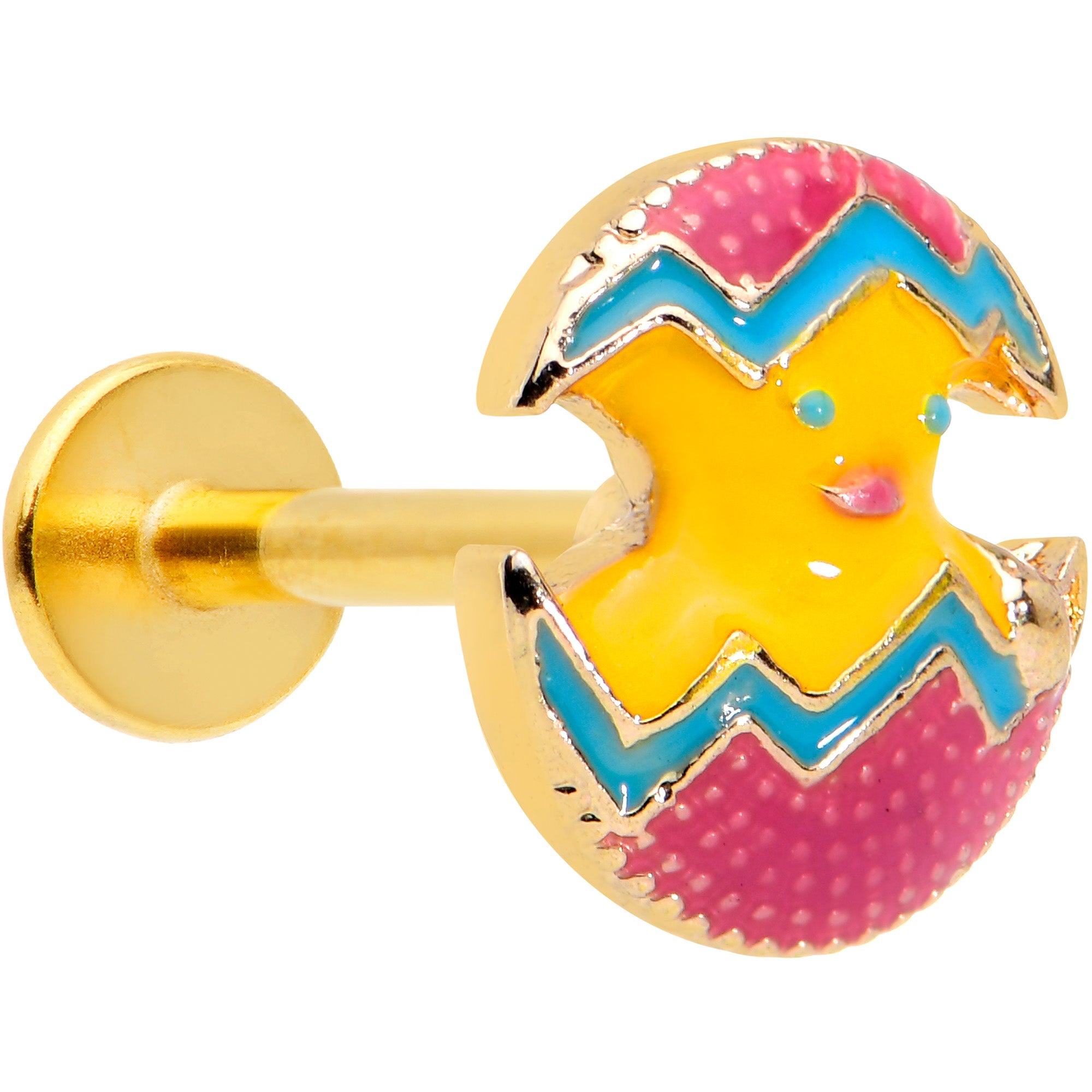 16G 5/16 Gold Tone Red Fancy Easter Chick Labret Monroe Tragus