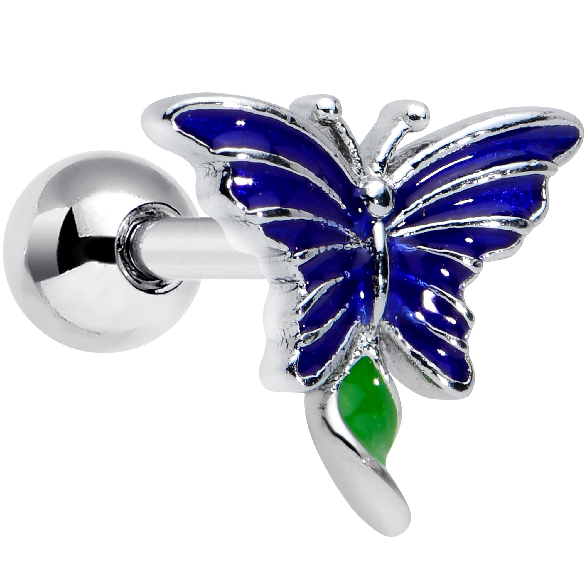 16G 1/4 Beautiful Blue Butterfly Cartilage Tragus Earring