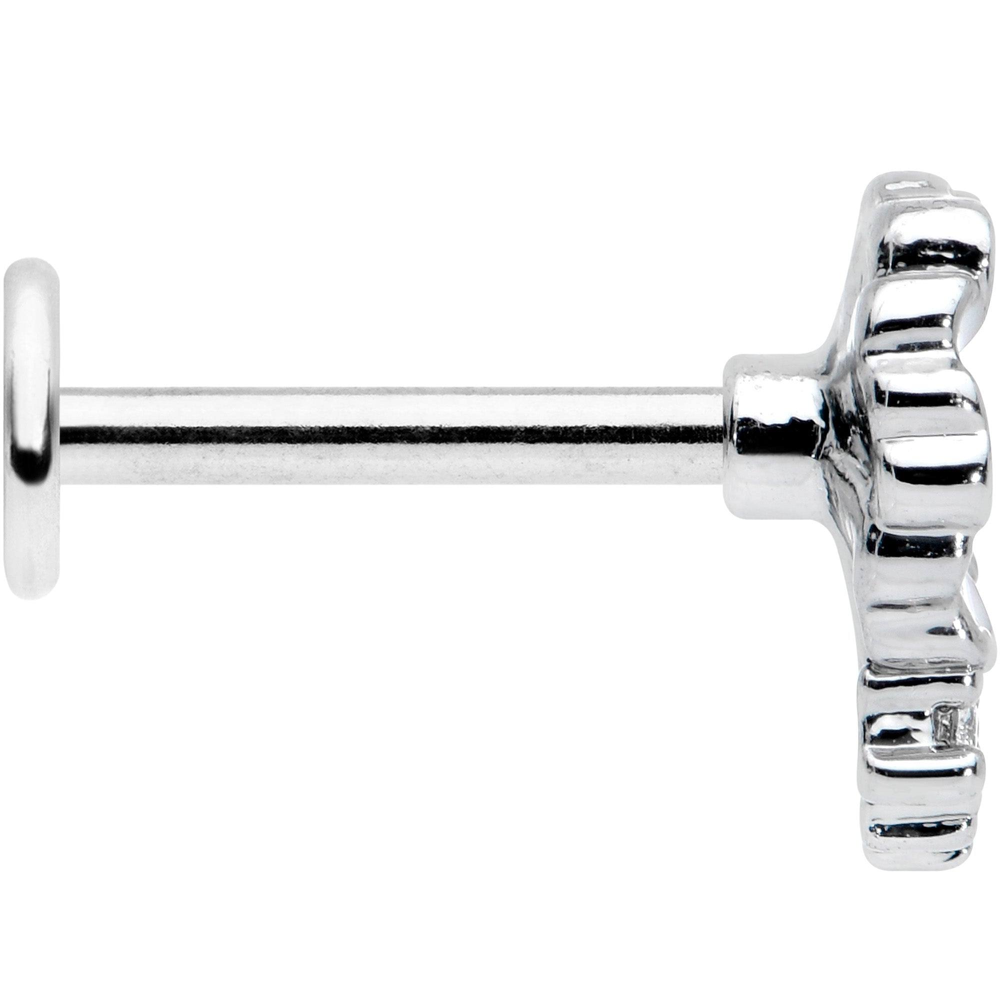 16G 5/16 Clear CZ Gem Purple White Flower Labret Monroe Tragus