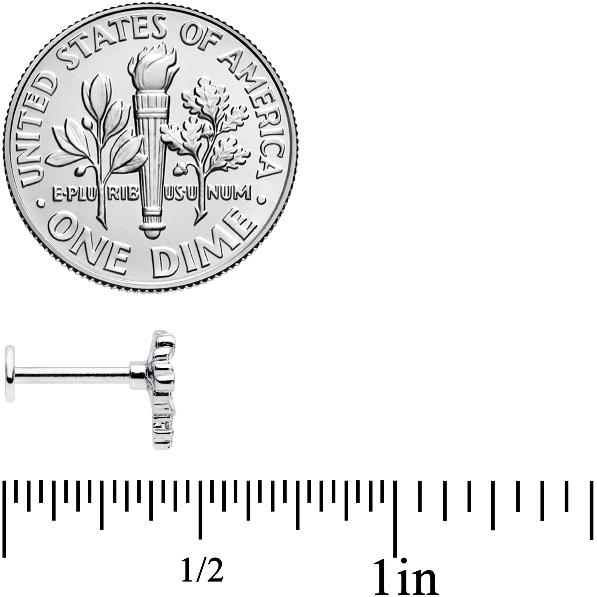 16G 5/16 Clear CZ Gem Purple White Flower Labret Monroe Tragus