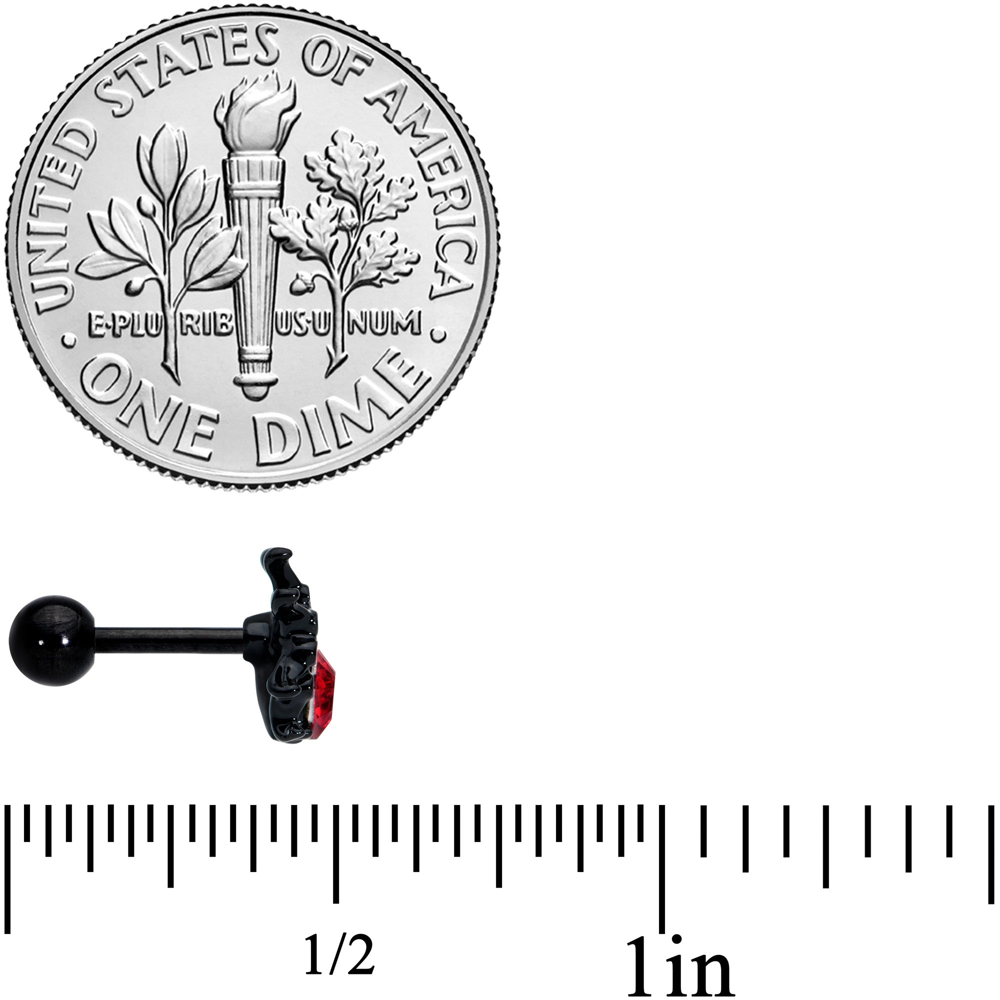 16G 1/4 Red Gem Black Spider Halloween Cartilage Tragus Earring