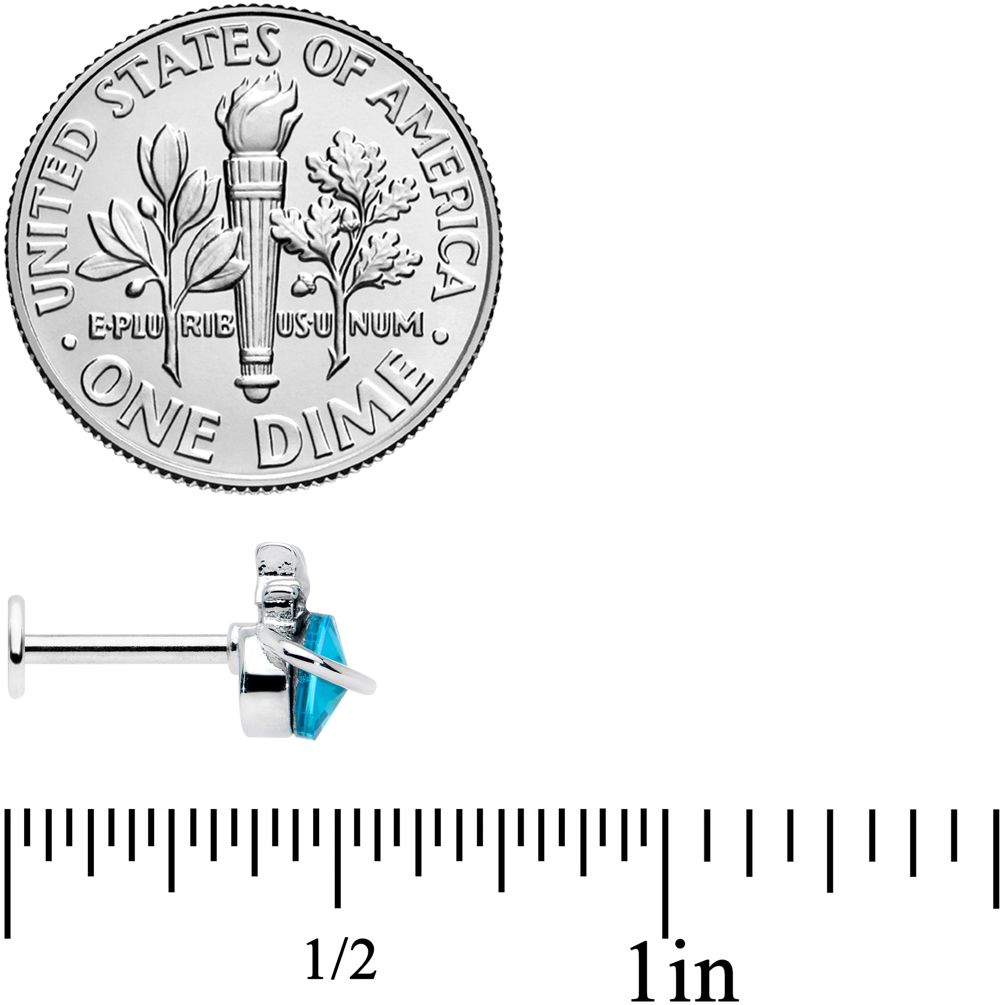 16G 5/16 Clear Blue Gem Saturn Planet Star Labret Monroe Tragus