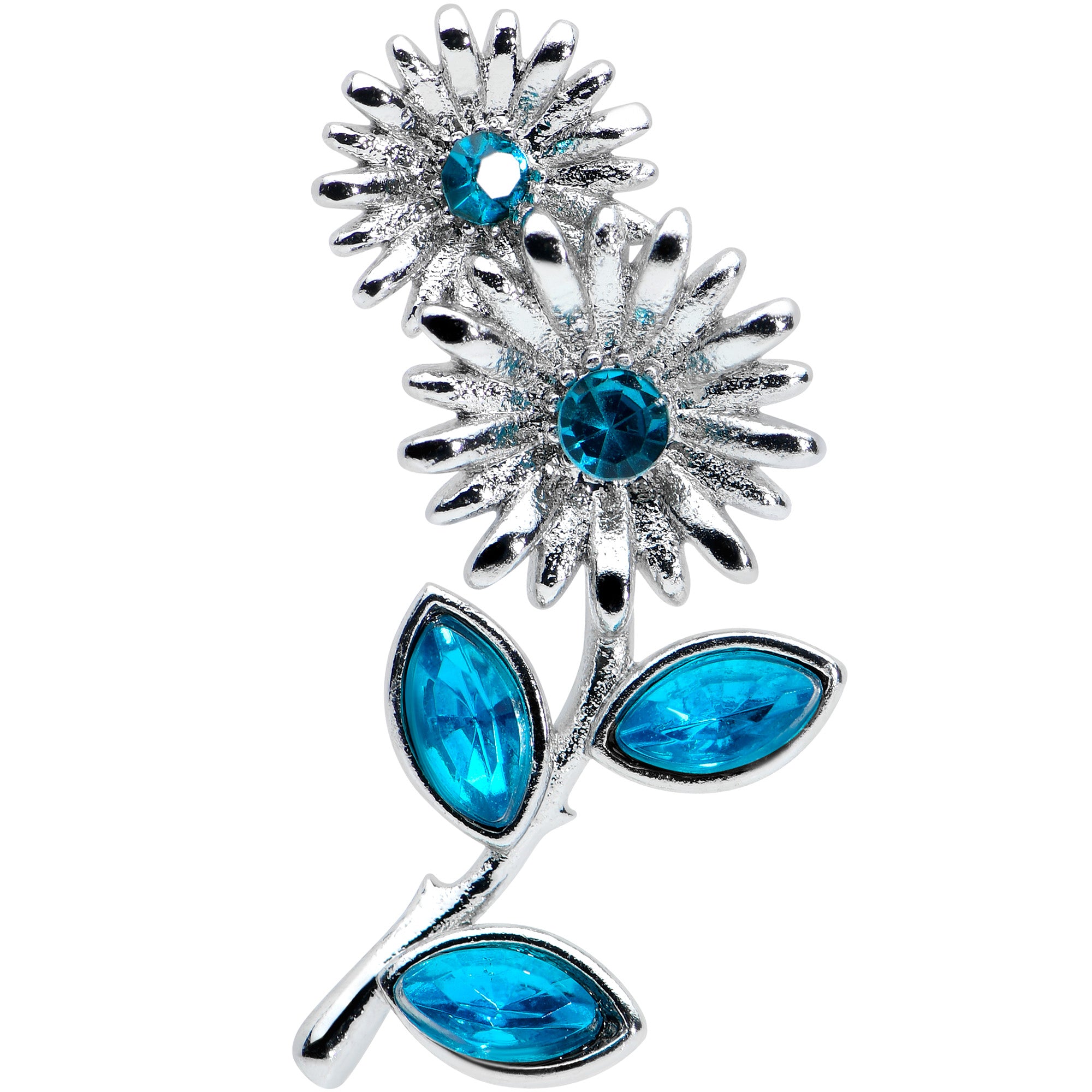 16G 1/4 Blue Gem Sunflower Blossoms Cartilage Tragus Earring