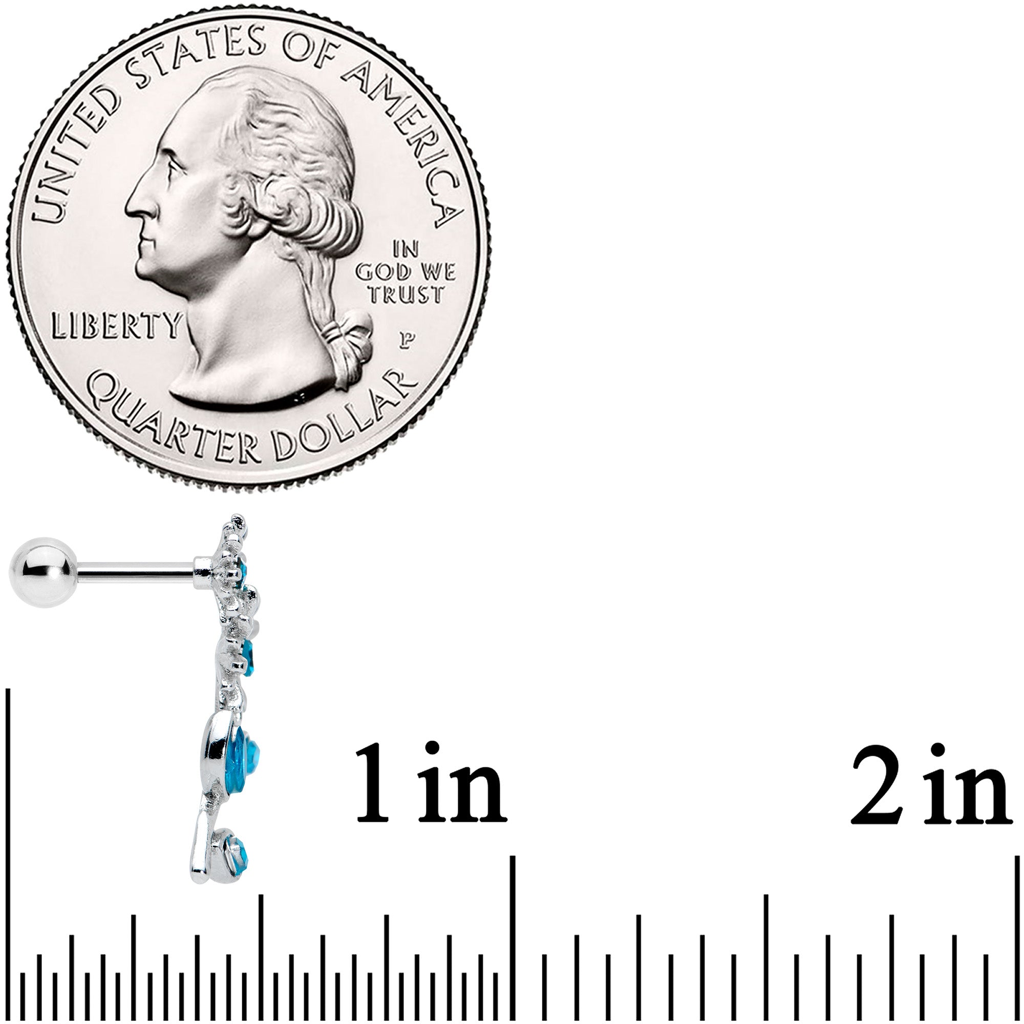 16G 1/4 Blue Gem Sunflower Blossoms Cartilage Tragus Earring