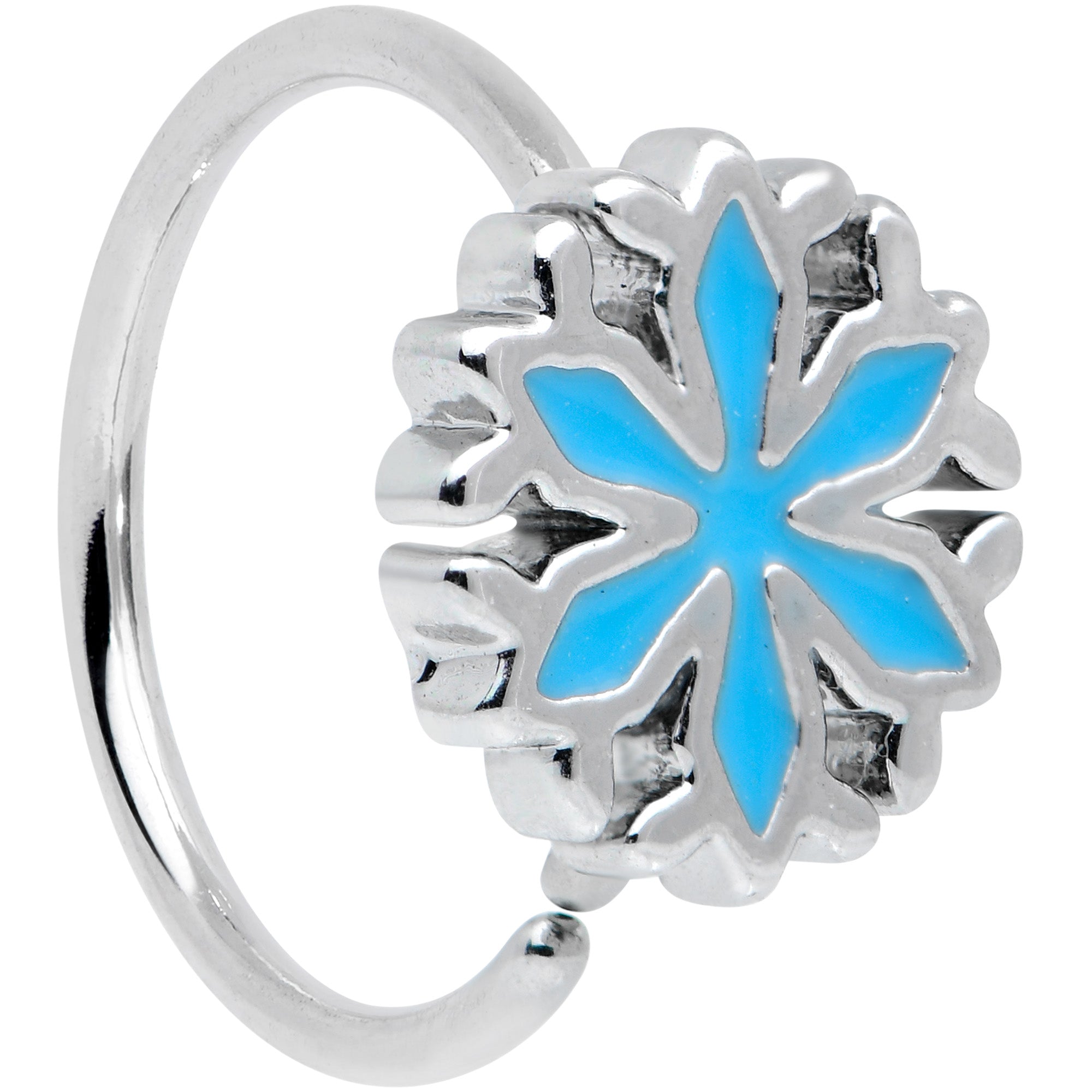 20G 5/16 Simple Blue Snowflake Christmas Nose Hoop