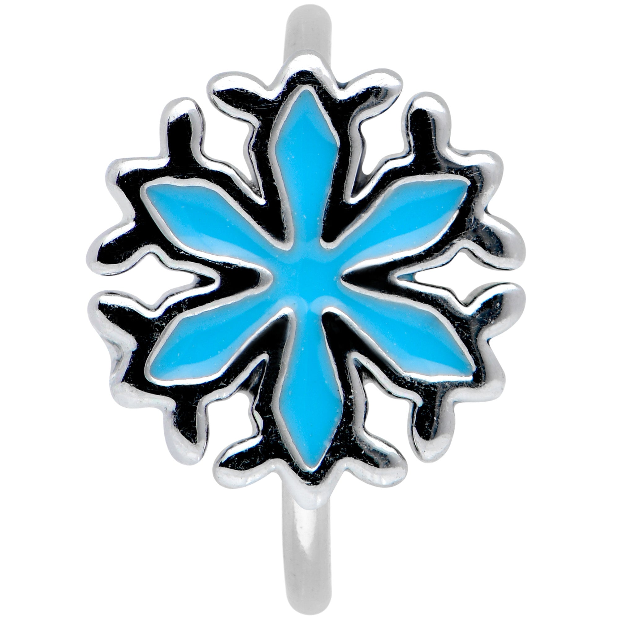 20G 5/16 Simple Blue Snowflake Christmas Nose Hoop