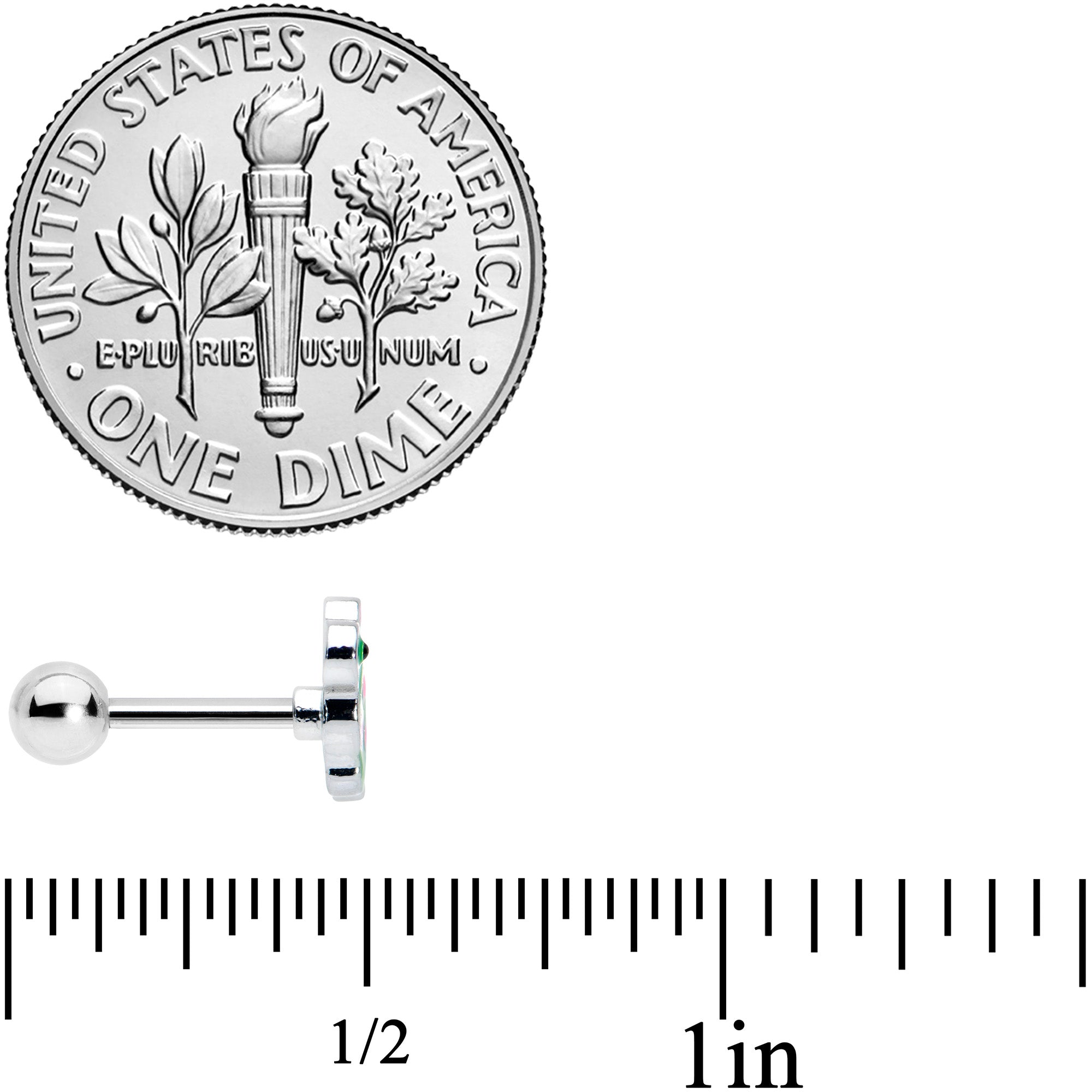 16G 1/4 Pink Hearts Bow Green Turtle Cartilage Tragus Earring