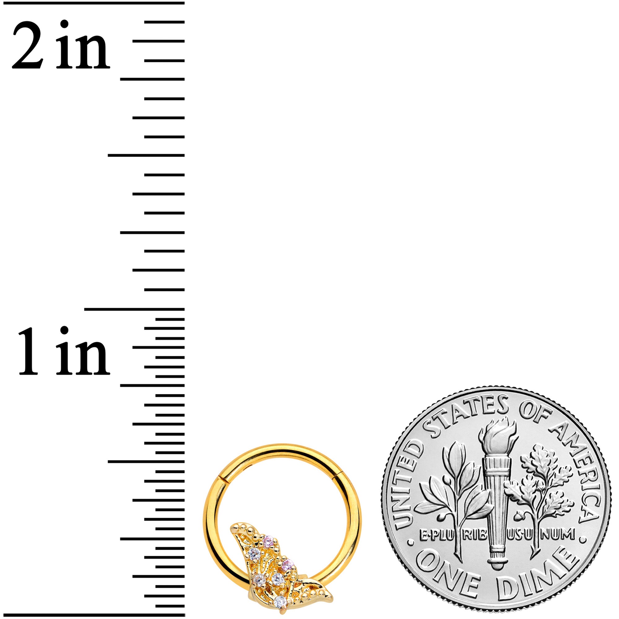 16G 3/8 Clear CZ Gem Gold Tone Butterfly Hinged Segment Ring