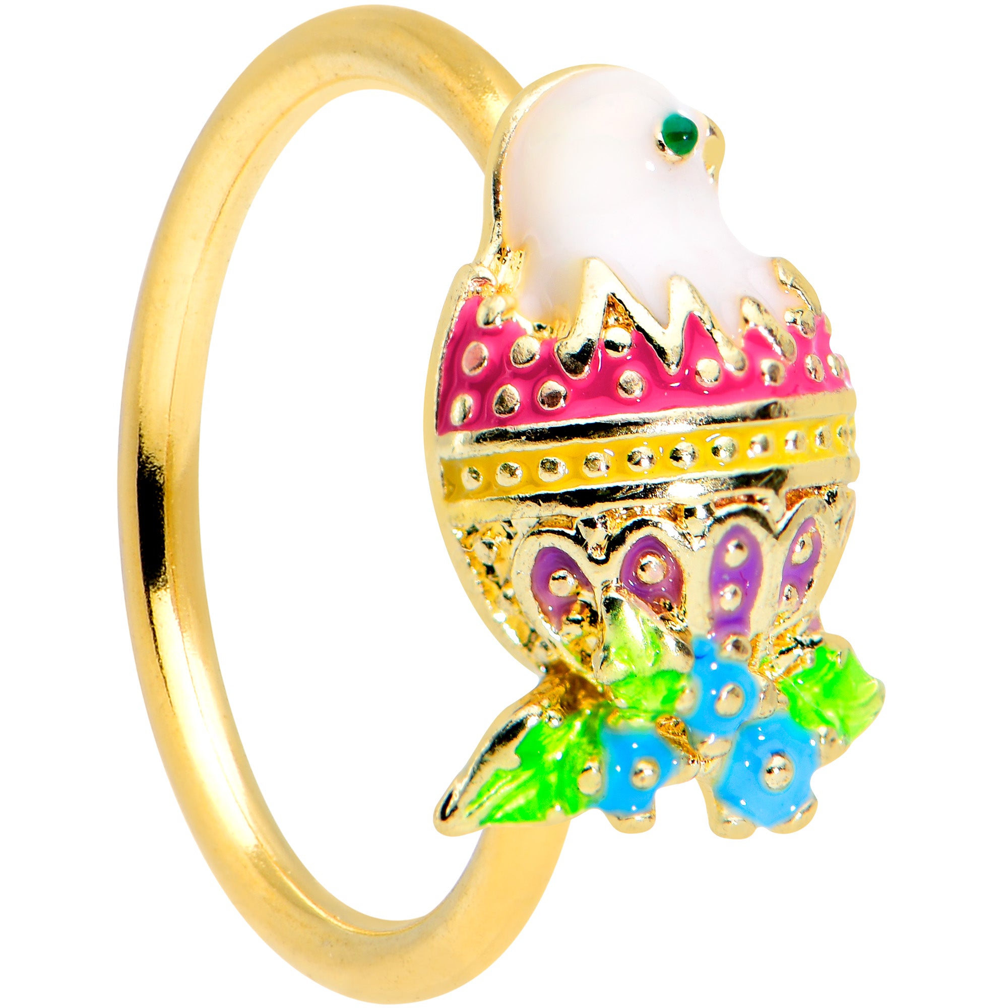 20G 5/16 Gold Tone Hatched Chick Easter Egg Nose Hoop