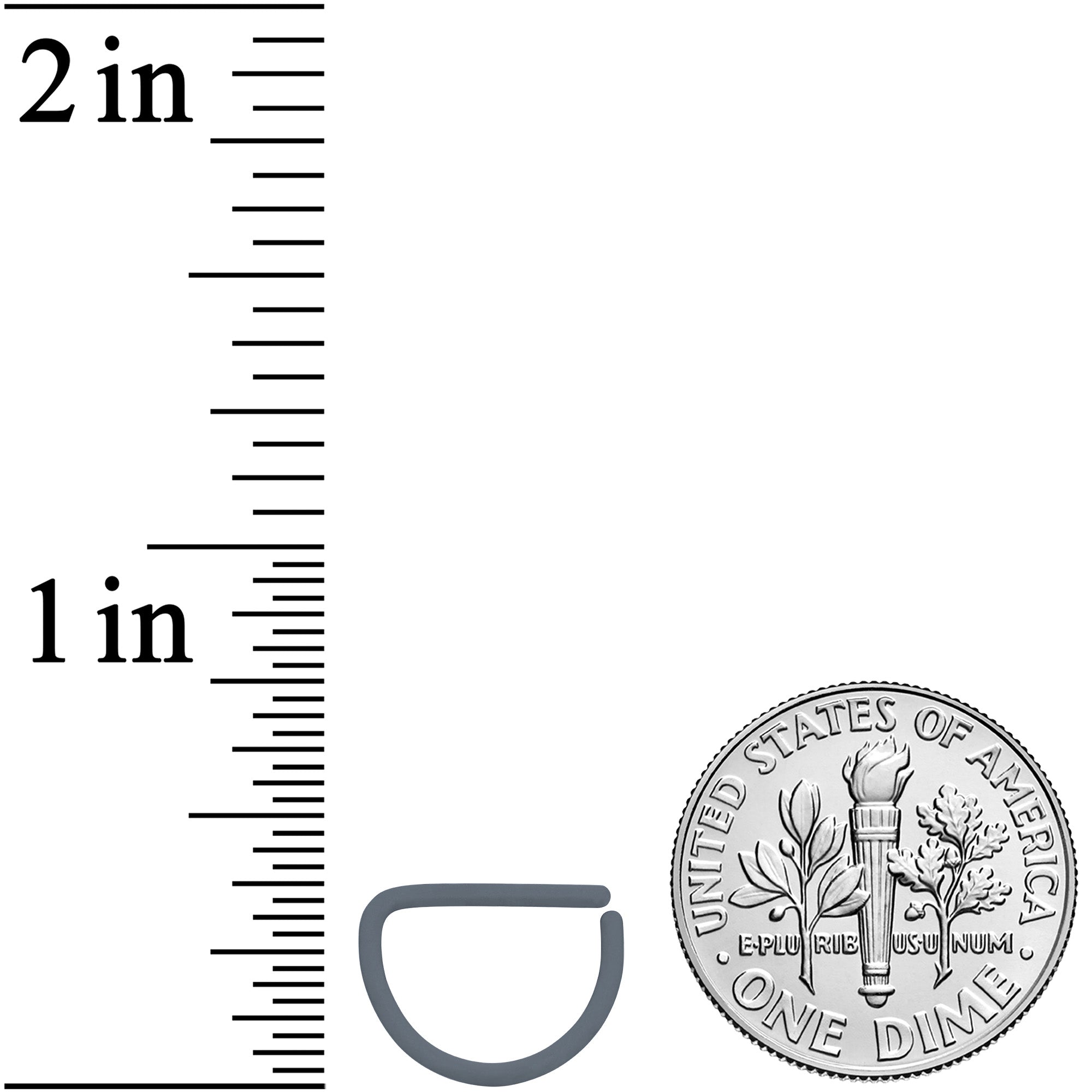 18G 3/8 Grey Matte D Shape Septum Ring