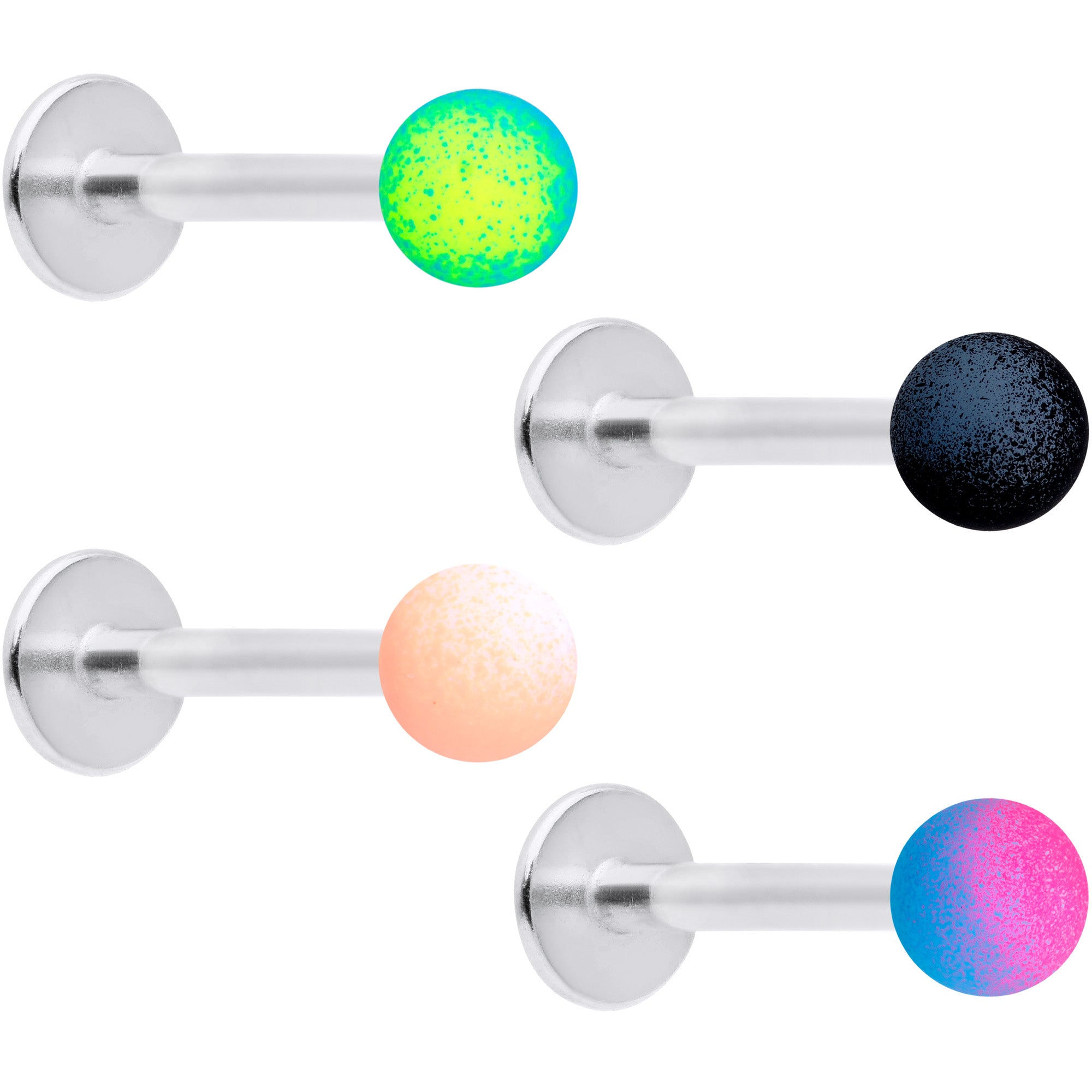 16G 5/16 Green Purple Blue Pink Soft Ombre Labret Tragus Set of 4