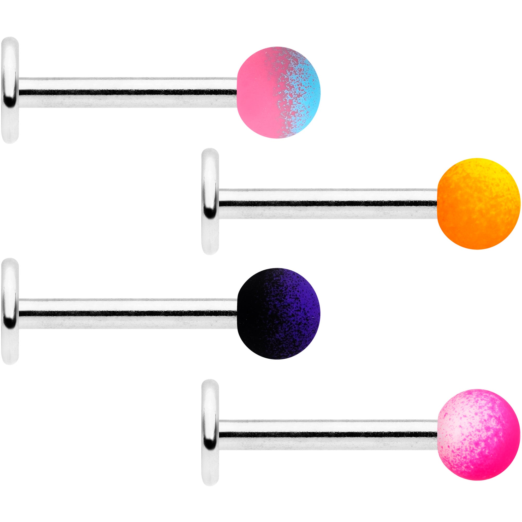 16G 5/16 Pink Yellow Blue Ombre Soft Finish Labret Tragus Set of 4