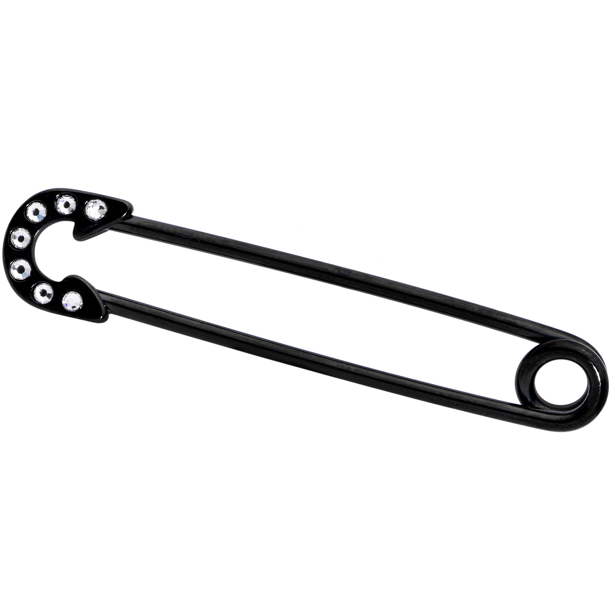 14G Clear Gem Black Punk Rock Safety Pin Industrial Barbell 38mm