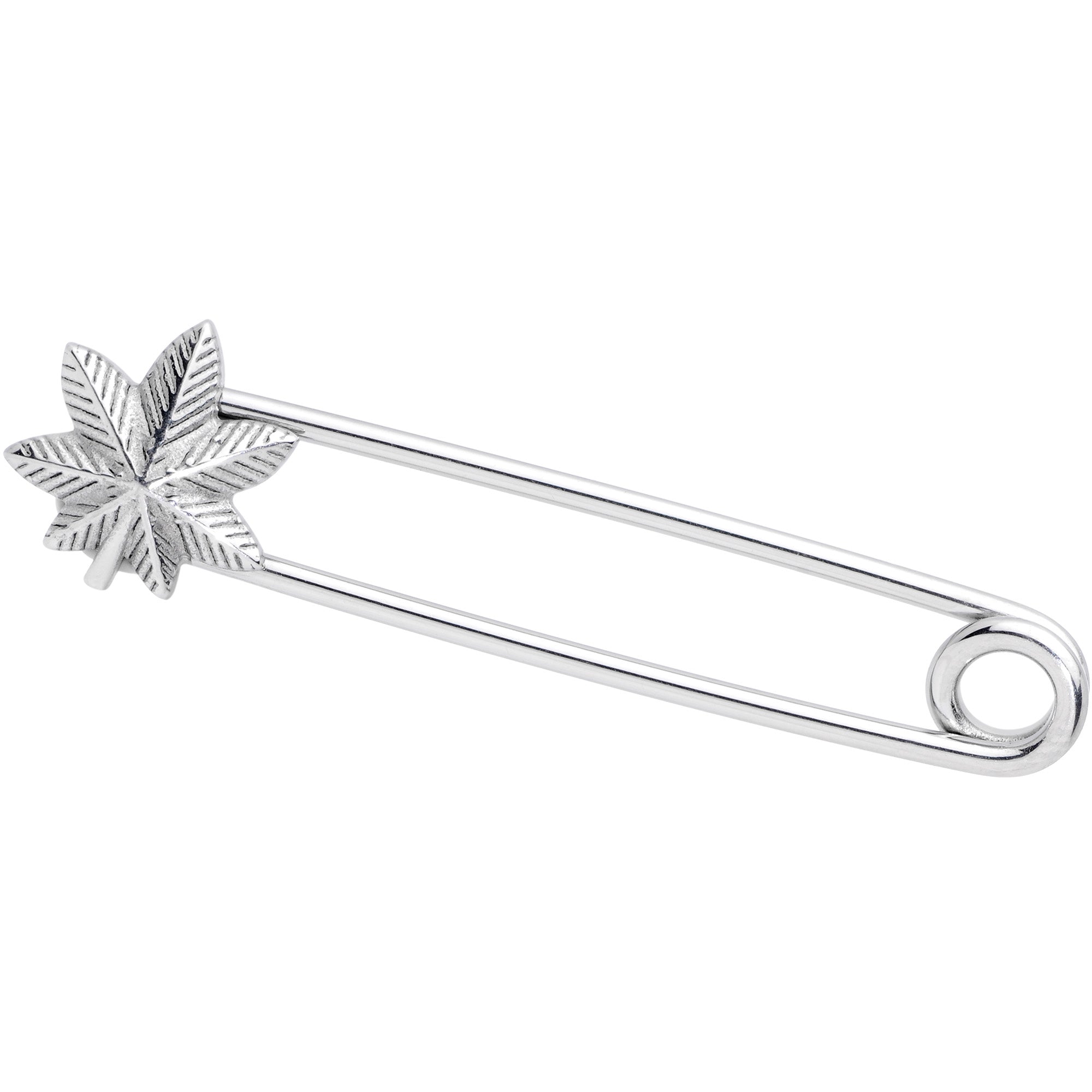 14G Pot Leaf Punk Rock Safety Pin Industrial Barbell 38mm