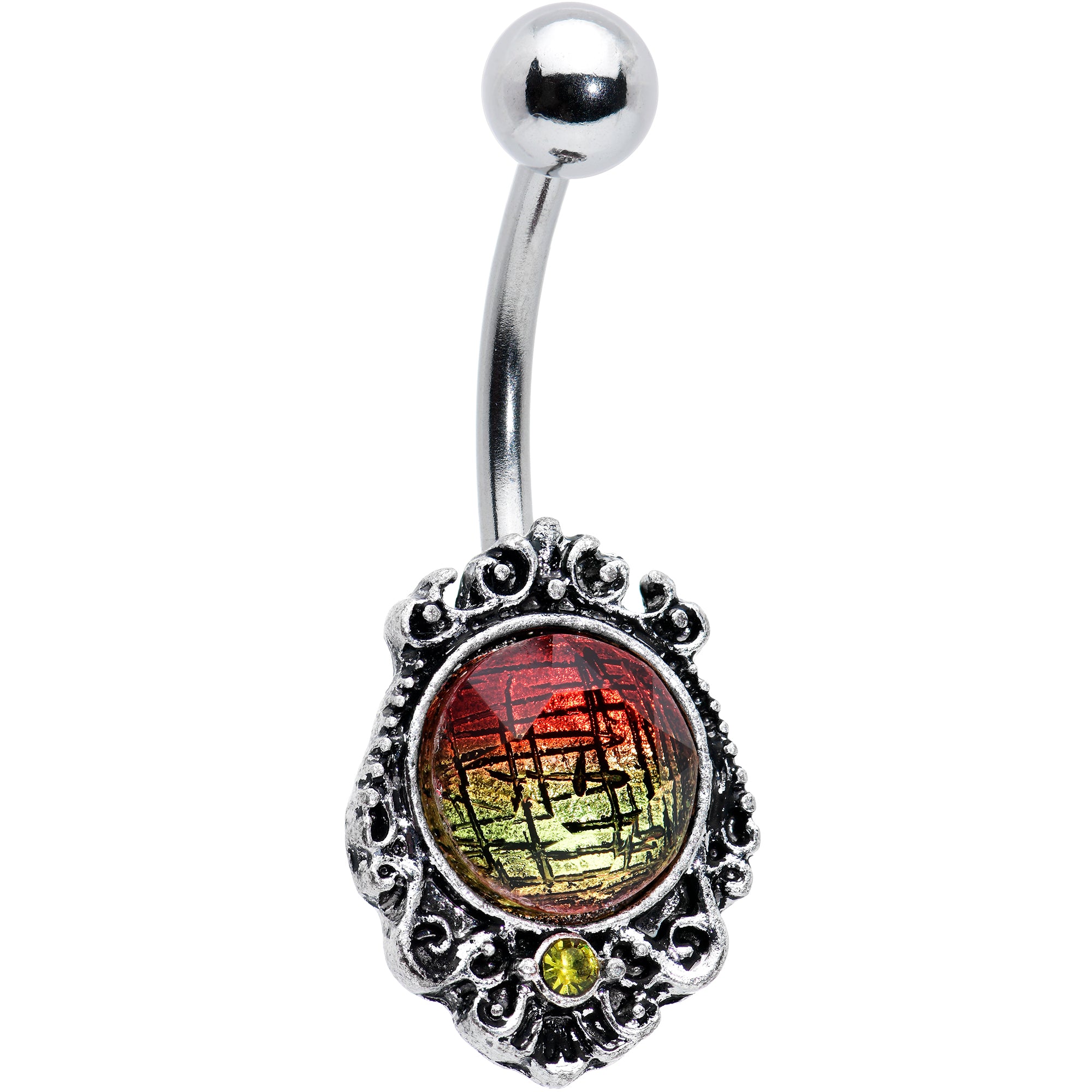 Sunset Tourmaline Orb Belly Ring
