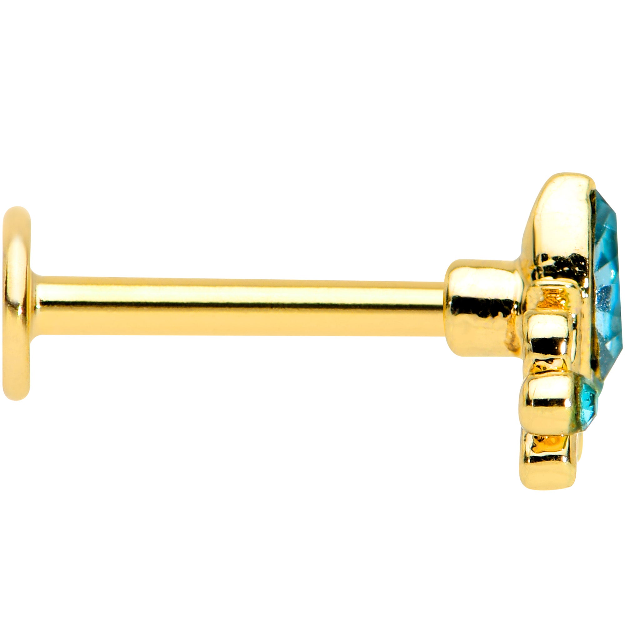 16G 5/16 Blue Gem Gold Tone Elegant Diadem Labret Monroe Tragus